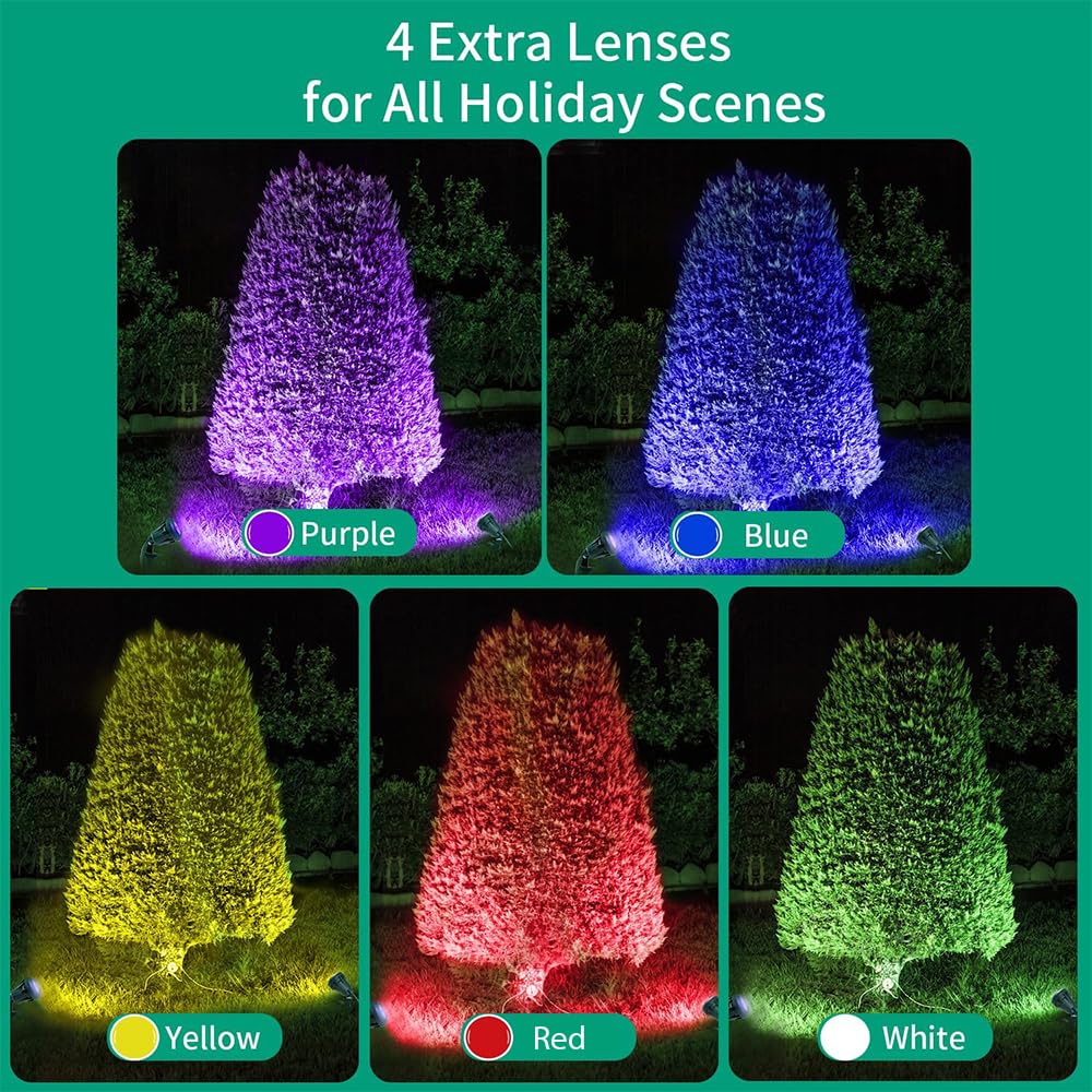 AizzKry Outdoor LED Spotlights, RGB Multicolor, 120V, IP67 Waterproof, 750LM, 2PACK, Green, Model FLH06