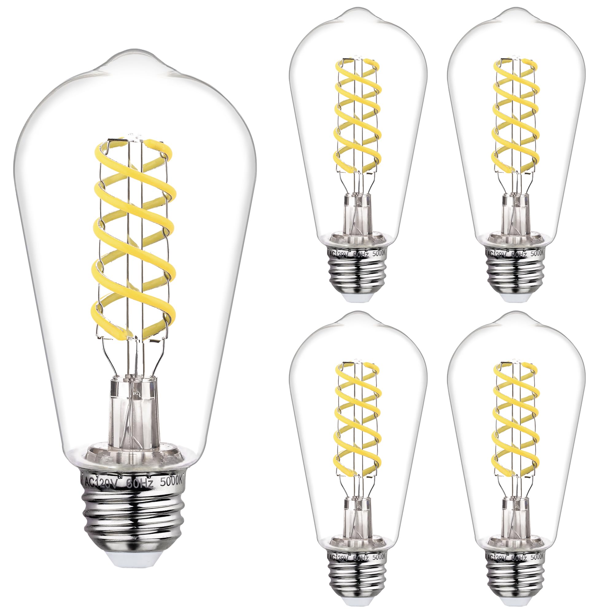 Austin Coast 4 Pcs St58 (St19) Led Edison Bulbs, Dimmable Vintage Antique Led Filament Light Bulbs, 6W Equivalent 60 Watt, Dayli