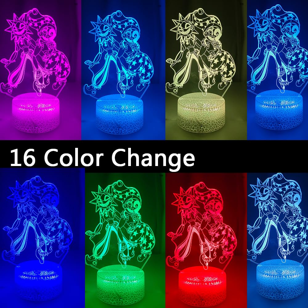 Mzcyfuy 3D Illusion Night Light LED Lamp with Remote Control 16 Color Changing Visual Bedroom Decoration FNAF (Smiles 2)