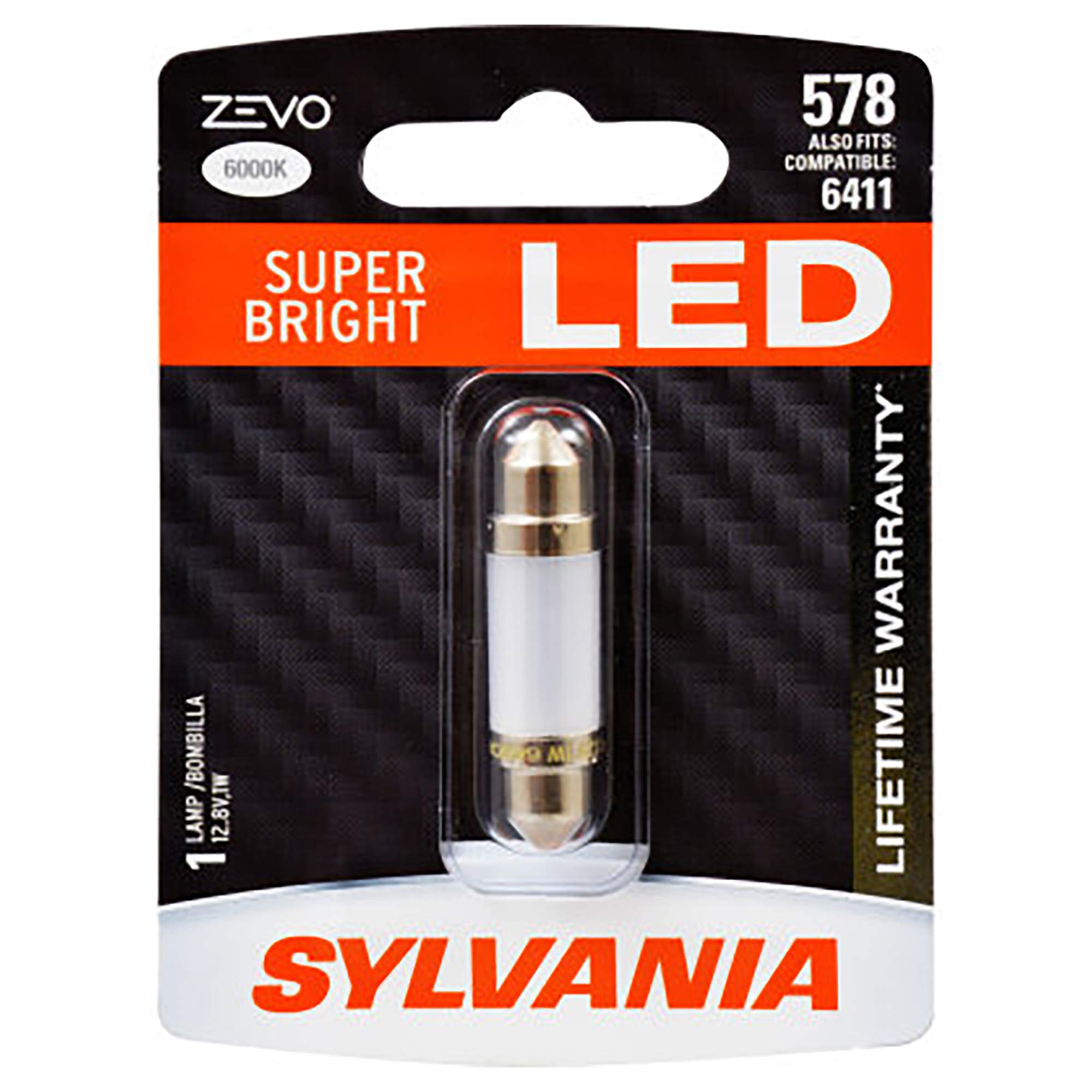 SYLVANIA 578 LED Festoon Bulb - White, 41mm, Ideal for Interior Lighting - Map, Dome, Trunk, Cargo, License Plate