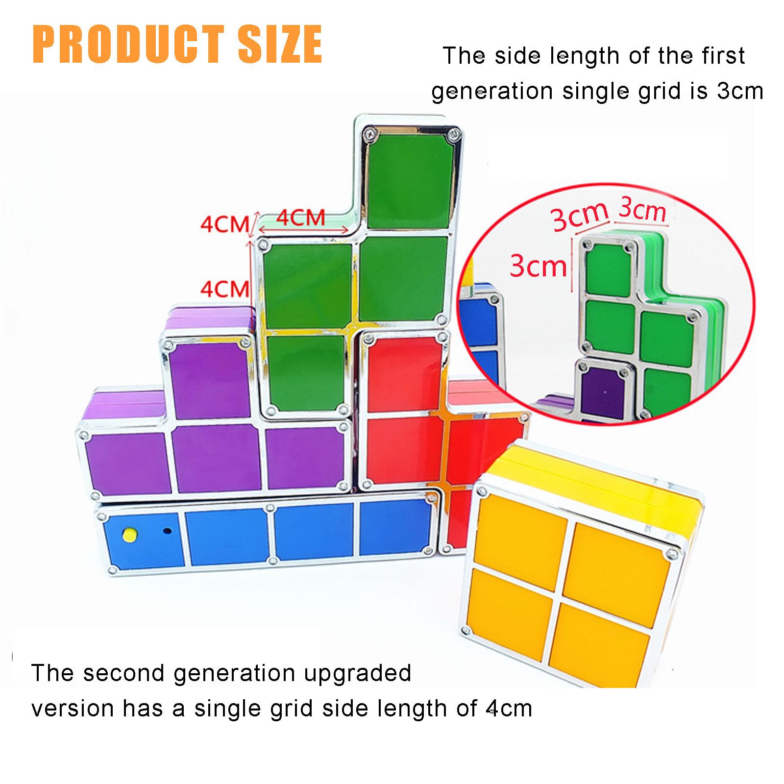 Furqery Night Light New Upgrades Diy Stackable Led 3D Puzzles Night Lamp Lights 7 Colors Night Lights Interlocking Induction Nightlights Novelty Tangram Lights Birthday Gifts For Teen