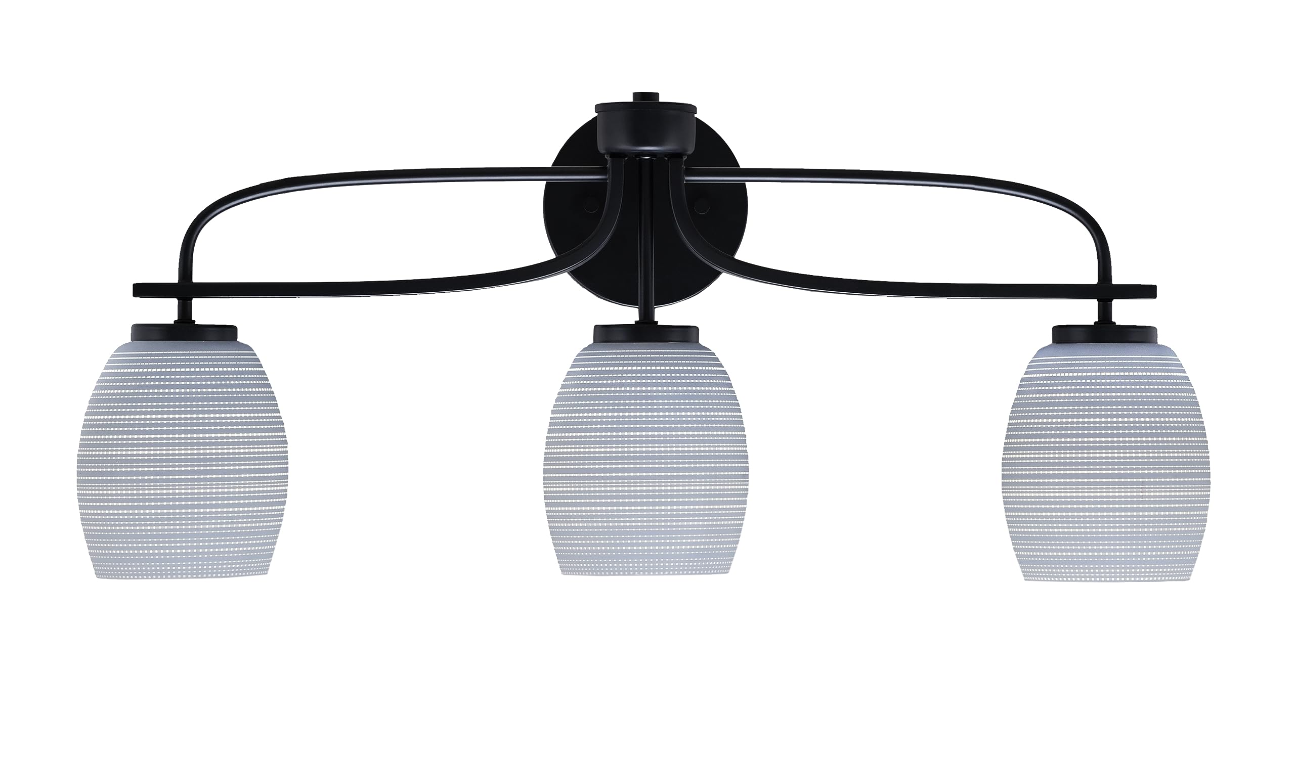 Cavella 3 Light Bath Bar Shown In Matte Black Finish With 5" Gray Matrix Glass