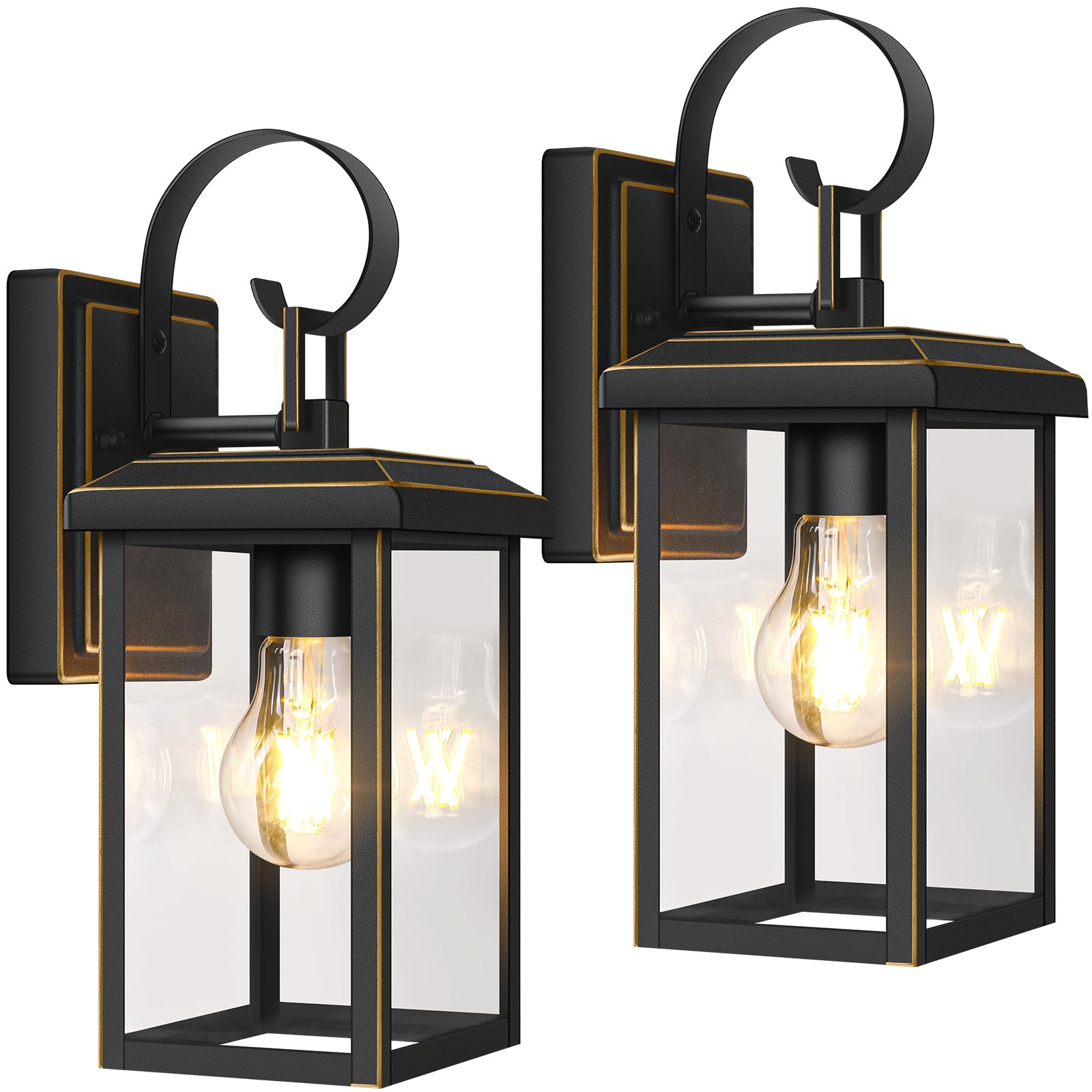 BesLowe 2-Pack Outdoor Wall Light Fixtures, Waterproof Metal Sconces, 12.8in Bronze, Model 10233
