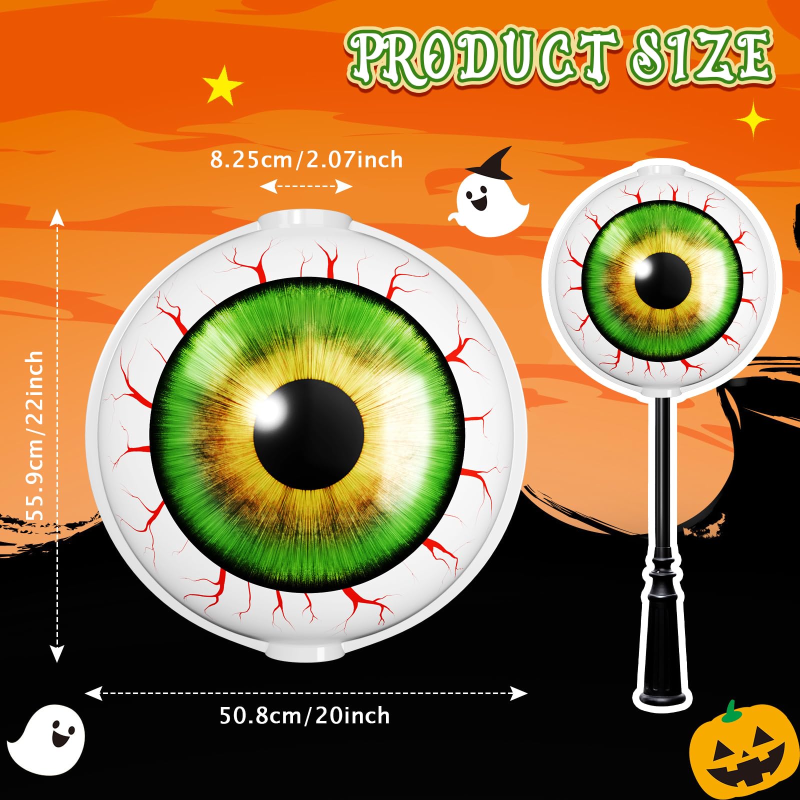Retisee Halloween Eyeball Post Light Cover Jack O Lantern Lamp Shade 20'' D X 22'' H Eyeball Lamp Shade Plastic Eyeball Light Sh