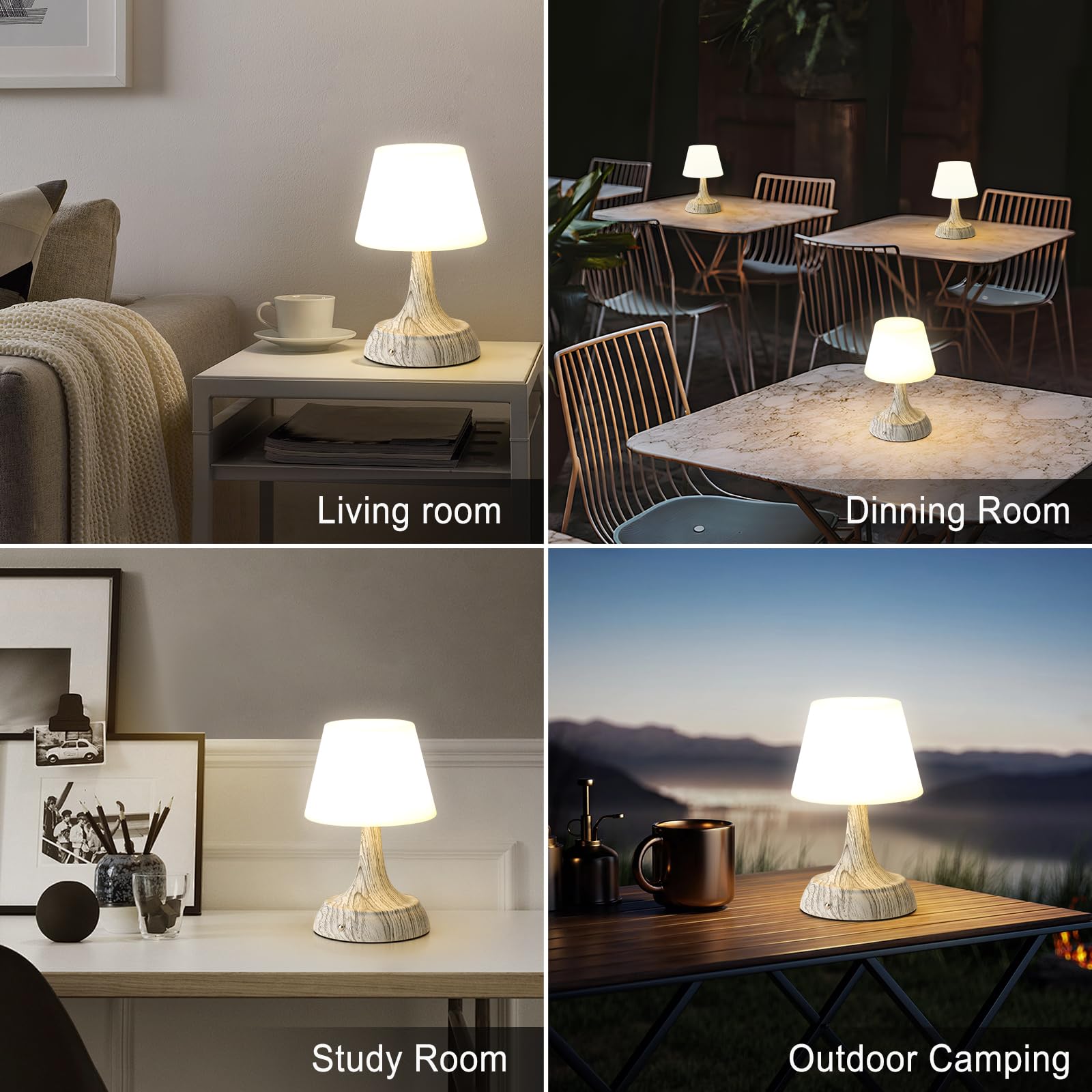 YEEZEMA Cordless Modern Table Lamp, Portable Rechargeable Battery Operated Waterproof Shower Lamp Ambient Light with Touch Dimma