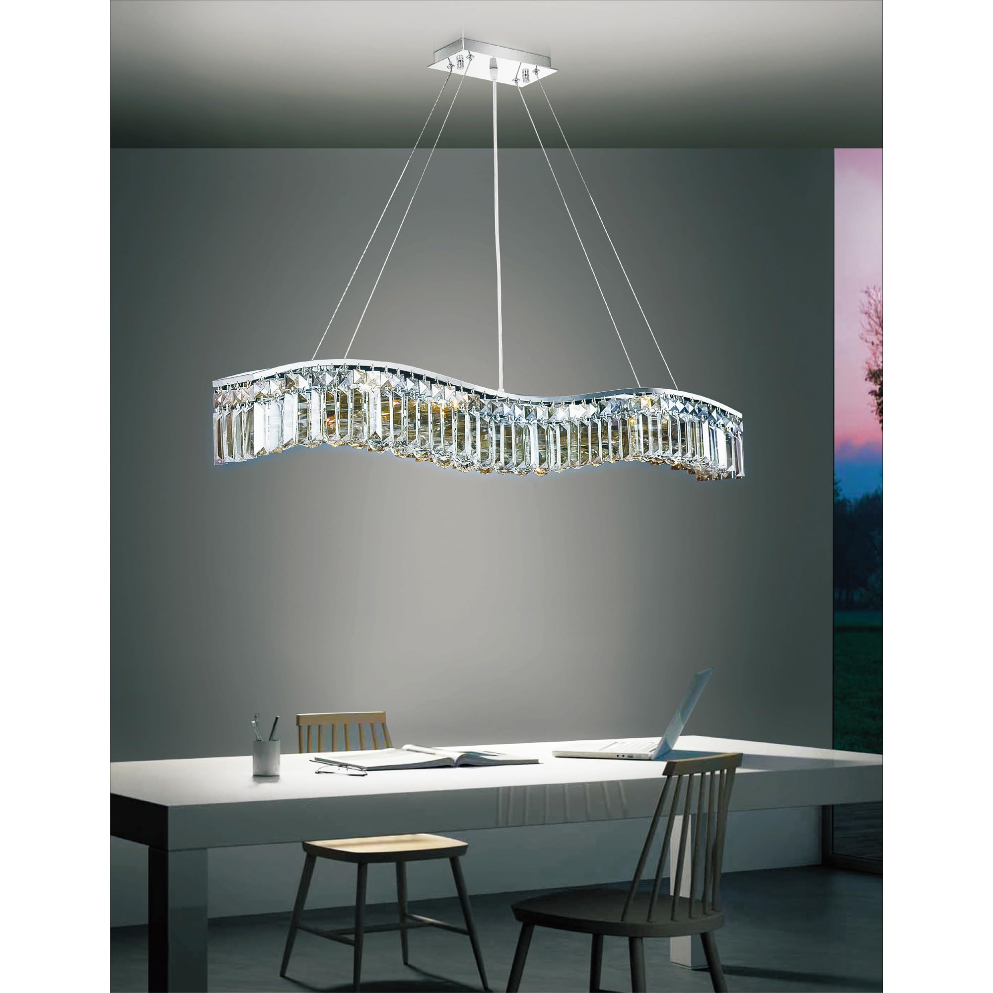 CWI Lighting Glamorous 7 Light Down Chandelier with Chrome Finish Fom