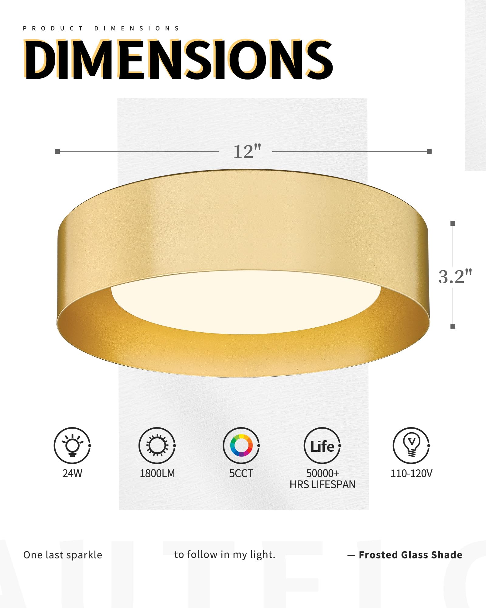 AUTELO LED Ceiling Light, 12in Flush Mount, 5CCT, Frosted Glass, Black Finish, 2 Pack, Model C3336-29 BKLED-2P