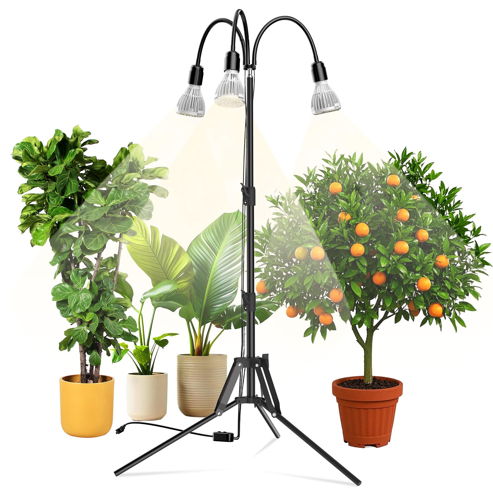 SANSI Upgraded 90W Grow Light with Adjustable Tripod Stand, 5000K 660nm Full Spectrum 700W Equiv. LED Floor Plant Light for Indo