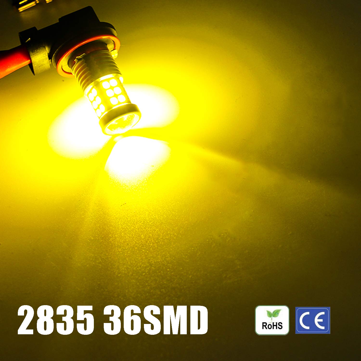 KISLED LED Fog Light Bulbs H8/H11, 3000lm, High Power 3030 Chips, Projector Lens, Gold Yellow