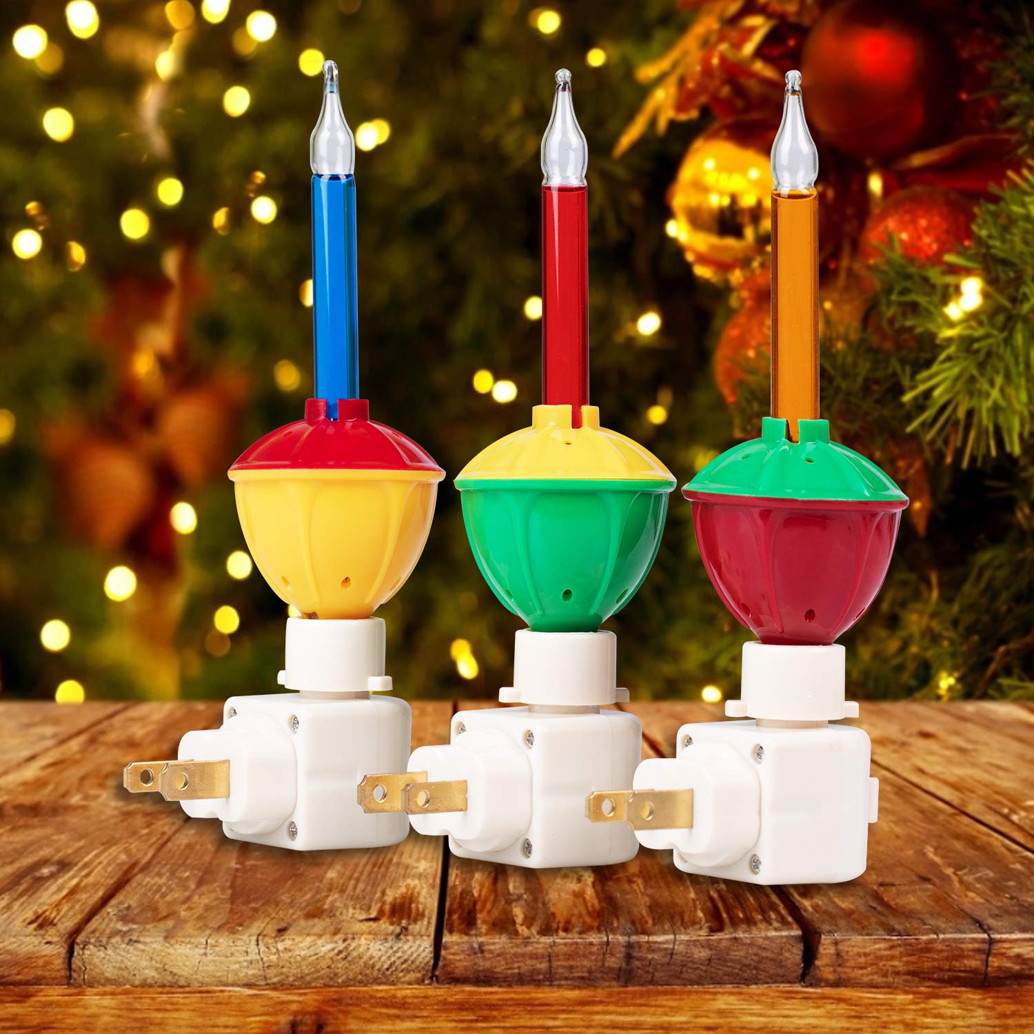 Minetom 3 Pack Bubble Night Light - Vintage Christmas Decor, Red, Plastic, Model YF-89