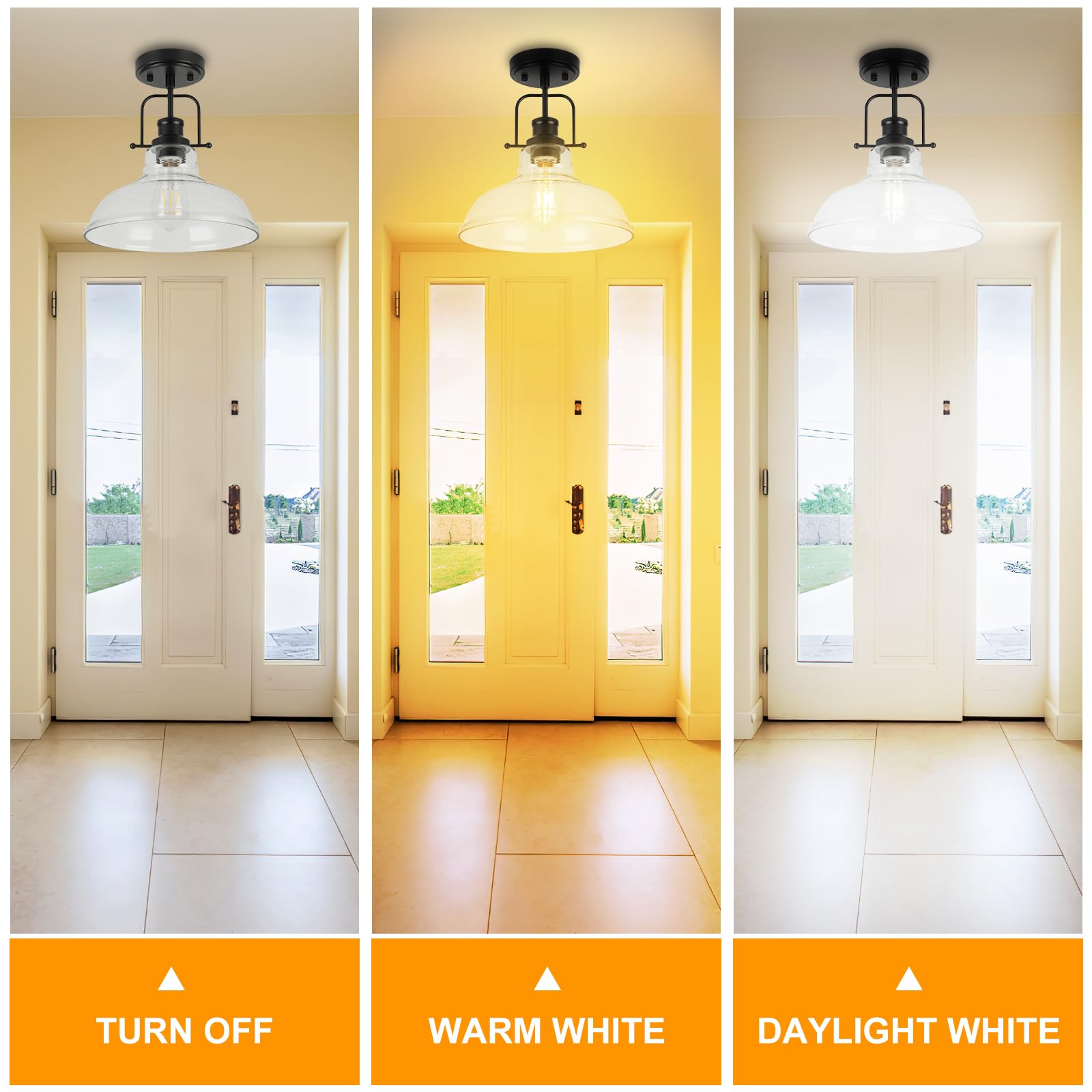 Wilon 2 Pack 11'' Semi Flush Mount Ceiling Light Fixture With Clear Glass Shade Black Ceiling Light Modern Farmhouse Lighting Fi