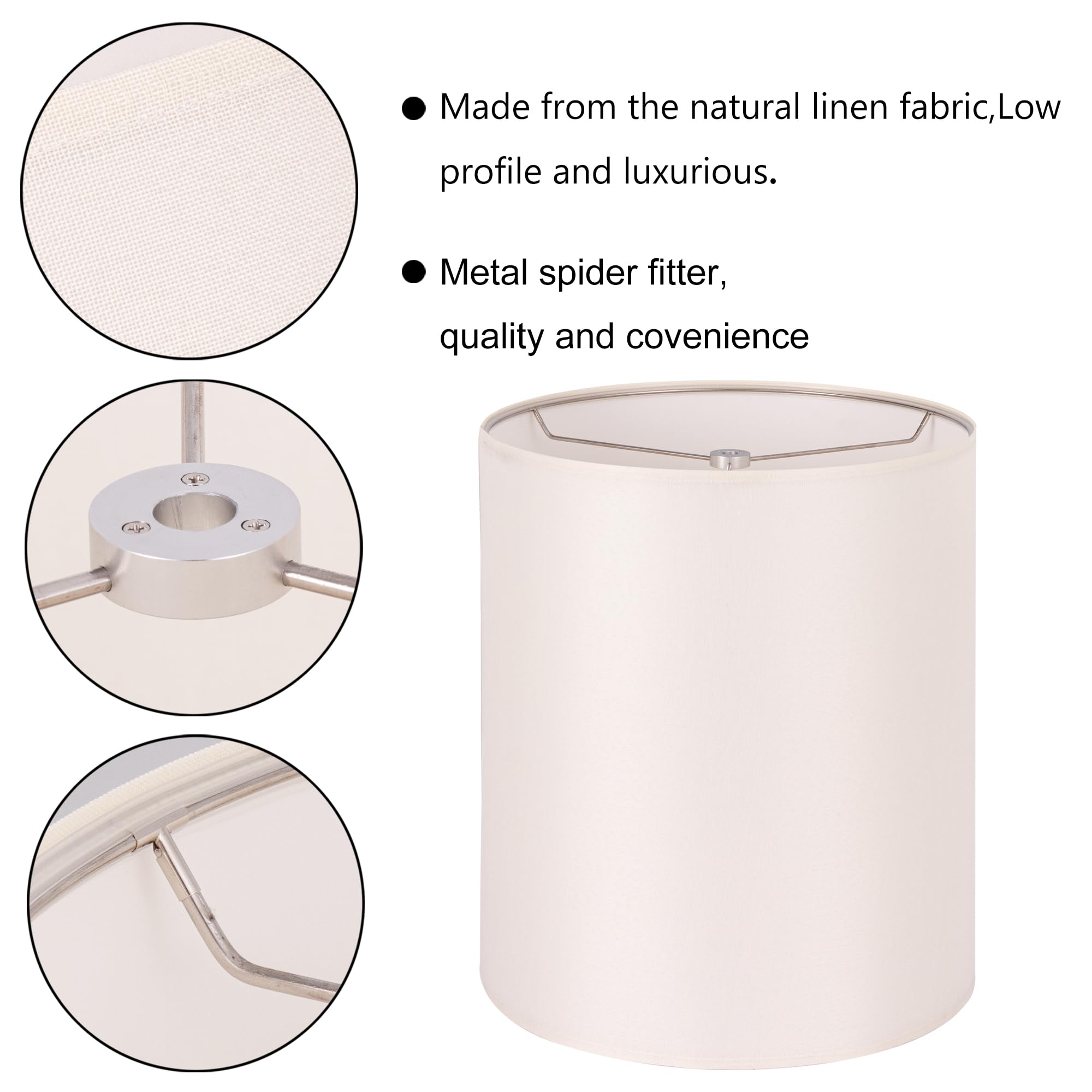 Wellmet Creamwhite 14''X14''X17'' Inches Lampshade, Required Assembly For Table Lamp, Bedside Lamp, Floor Lamp, Fabric Drum Lamp