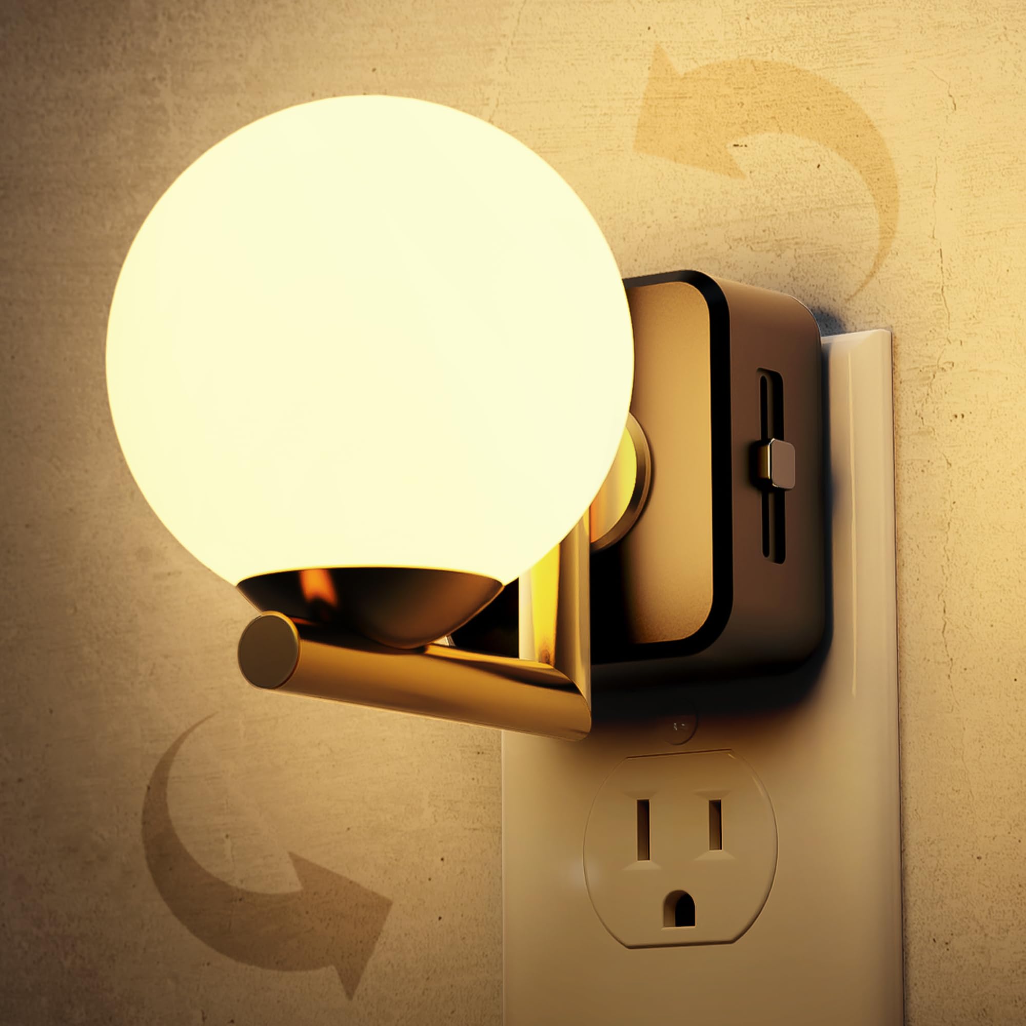L LOHAS LED Night Lights Plug Into Wall, Dusk to Dawn Sensor, Soft White 3000K Nightlight, 0-100LM Adjustable Brightness, 180Rot