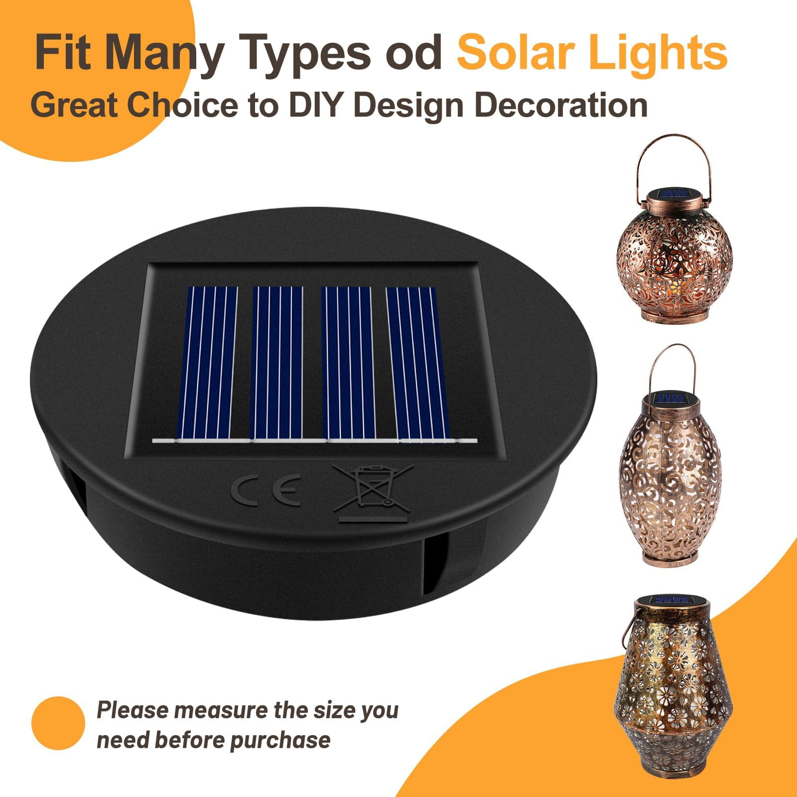 Helesin Replacement Solar Light Parts, 4 Pack Solar Lights Replacement Top, 8 Lumens, Waterproof Battery Box Top Diy Lantern Out