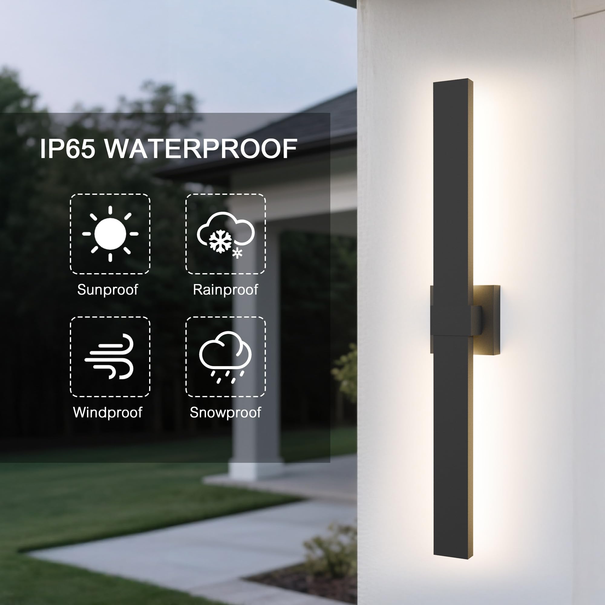 Lamqee 31.5 In Aluminum Long Outdoor Wall Lights  3000K 1223Lm Led Waterproof Ip65  Modern Exterior Lighting Fixture Linear Outdoor Sconce Wall Mount Outside Lighting For House Porch Patio Garage Door