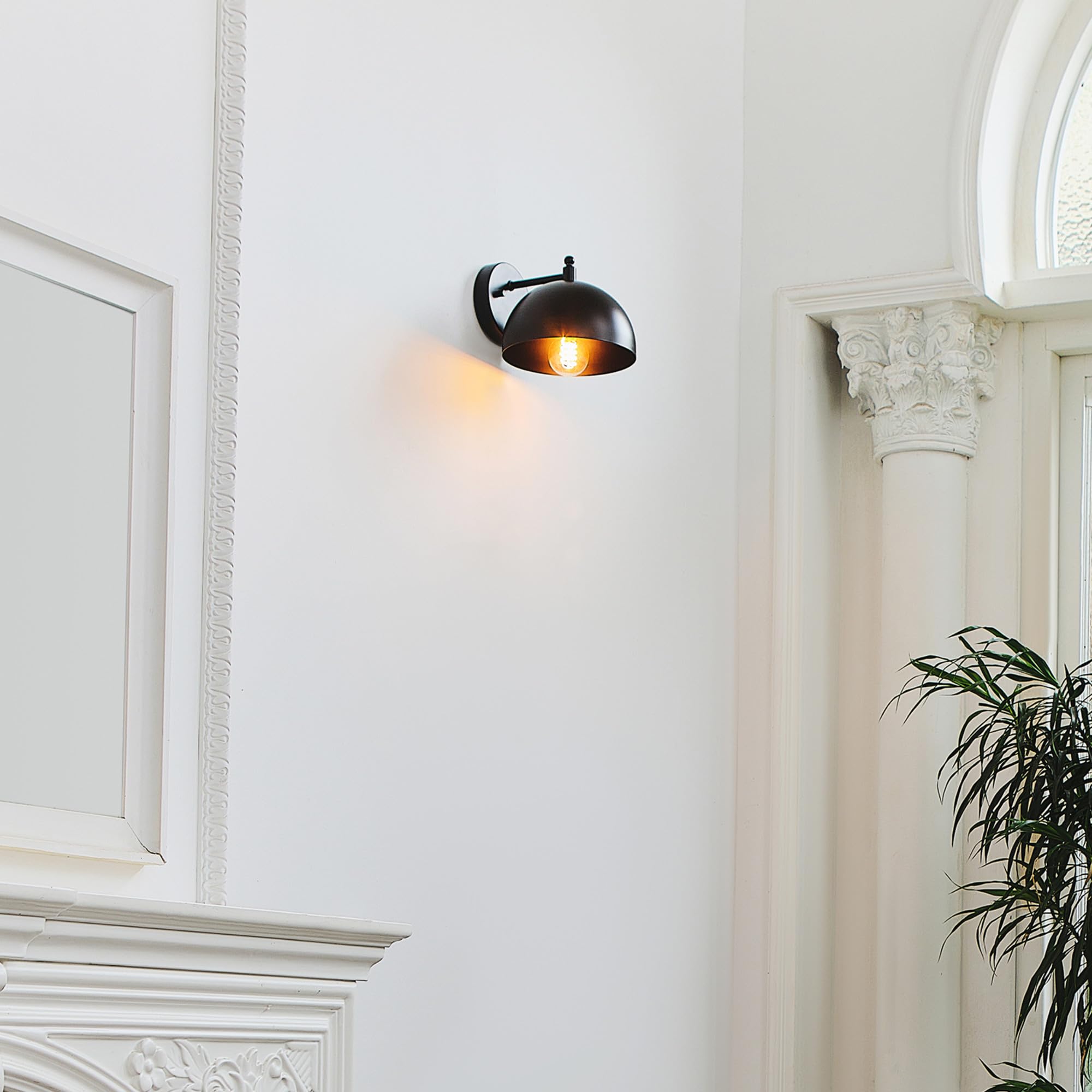 Globe Electric 65000047 1-Light Wall Sconce, Matte Black, E26 Base Socket, Wall Lights For Living Room, Home D?Or, Wall Lighting