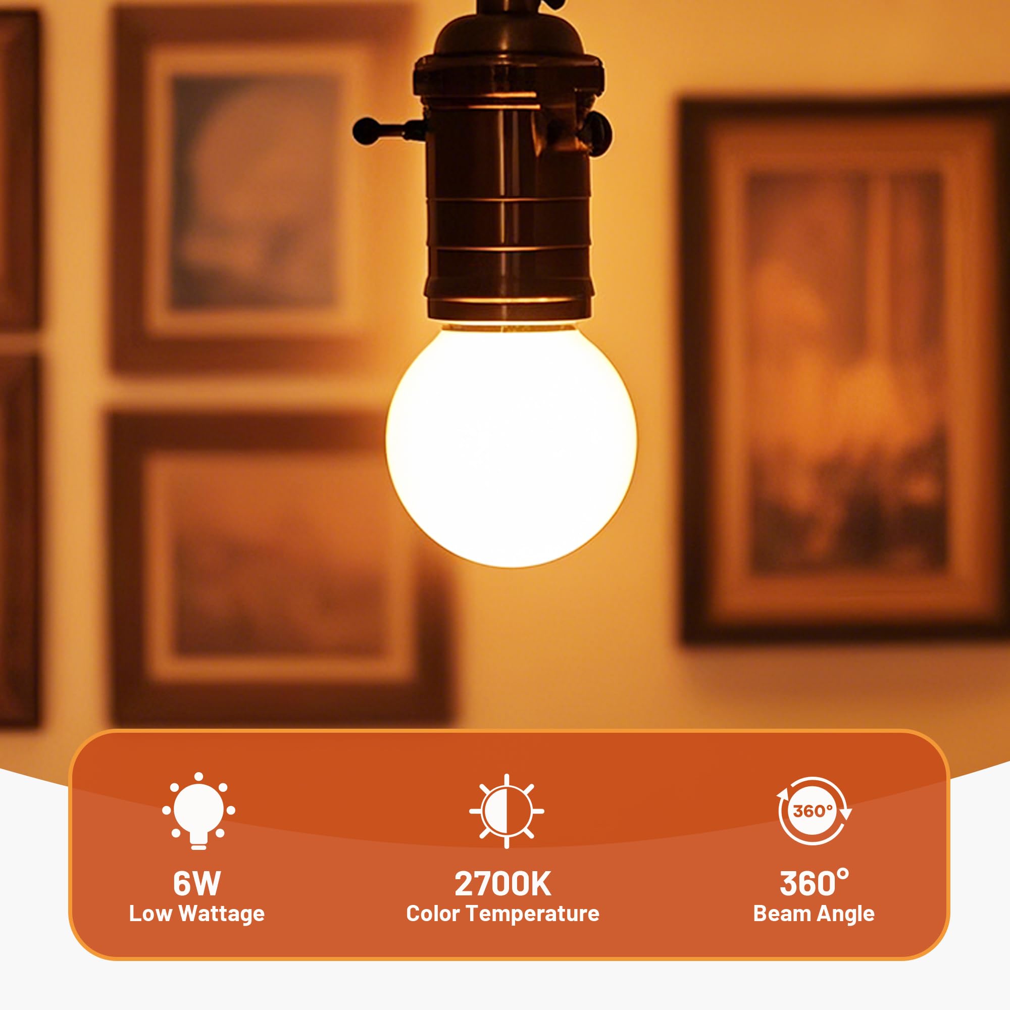 Guangyue Dimmable E26 Frosted Led Light Bulbs, 6W Equivalent 60 Watt Edison Bulbs, G16.5 Edison Led Frosted Globe Light Bulbs, 4