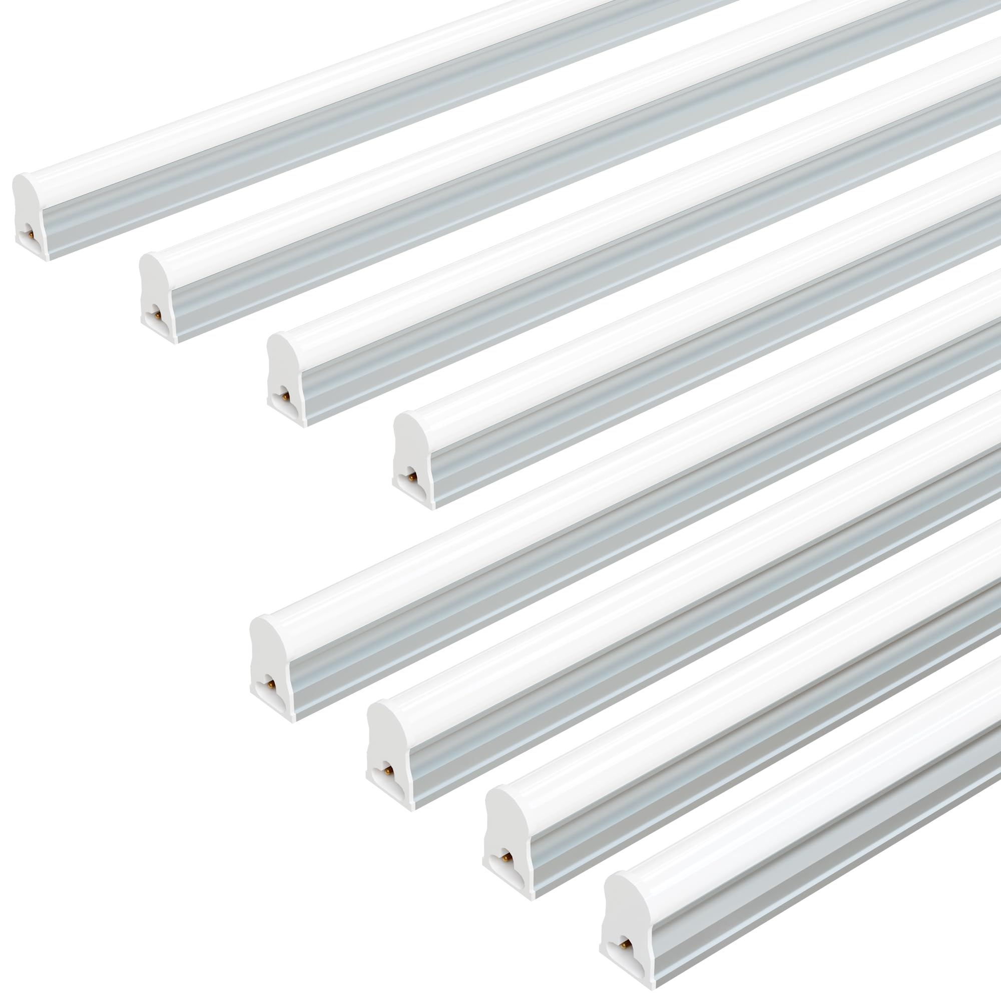 Ensenior 8-Pack T5 LED Shop Lights, 2FT 1000LM 6500K Super Bright White Integrated Single Fixture, 10W Linkable Utility Commerci