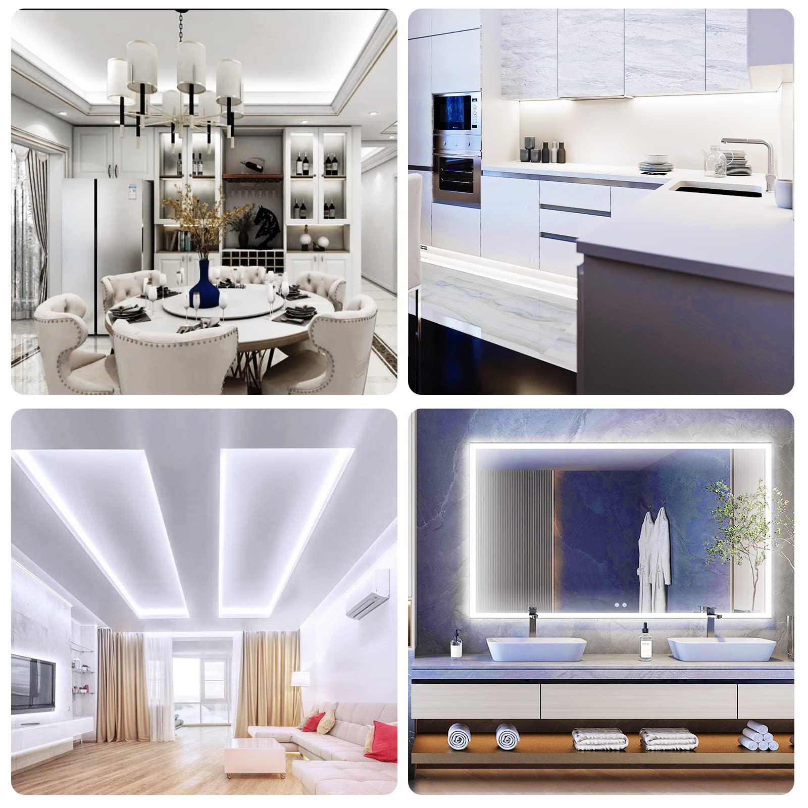 Galgreen Neon Rope Lights, 16.4ft Waterproof LED Strip, Dimmable Remote, White, Silicone Rubber, Model ST-TING-L170