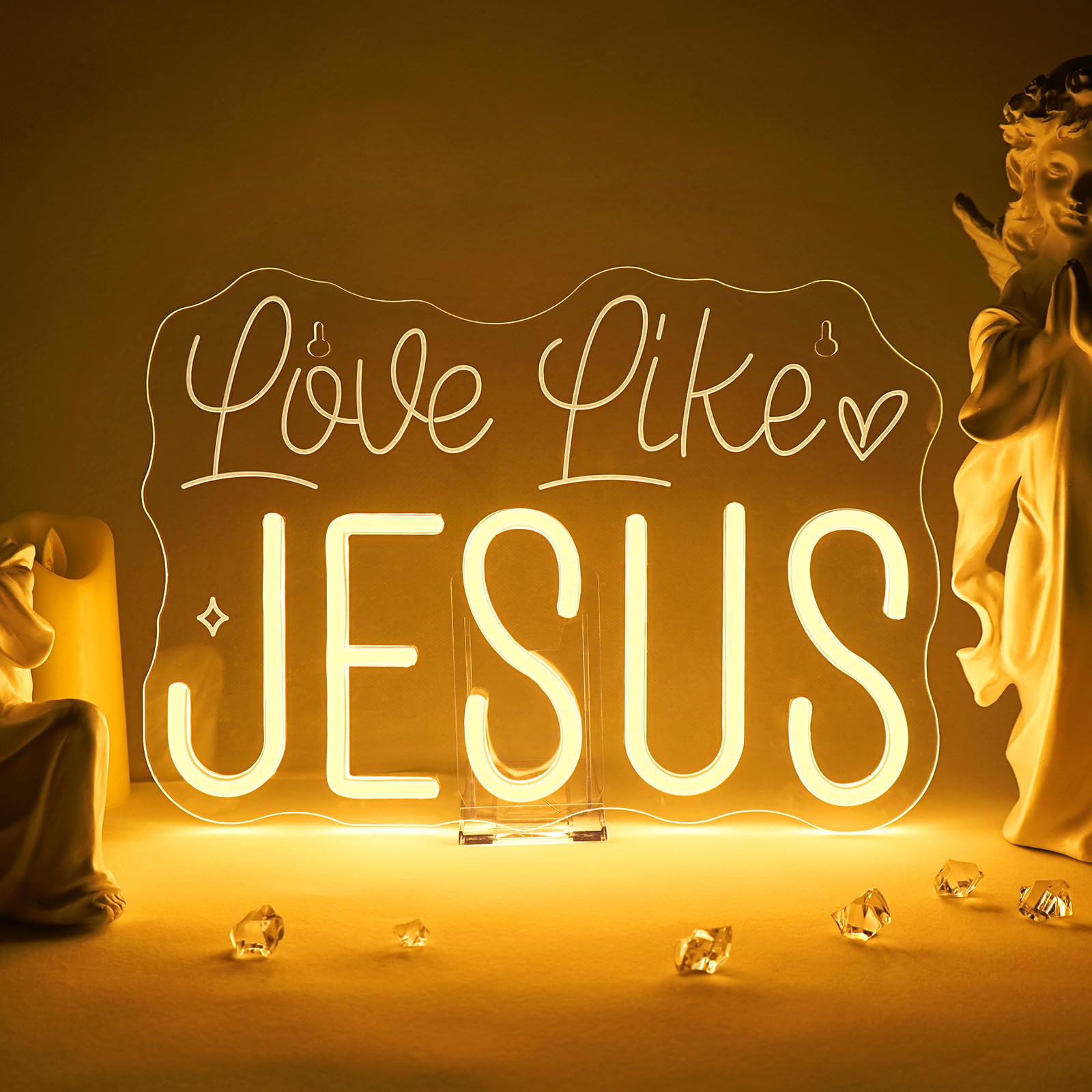 Horseneon Love Like Jesus Neon Sign - Scripture Led Wall Decor For Churches  Home Altars & Christian Gifts  Usb-Powered Adjustable Brightness  Faith-Based Lighting
