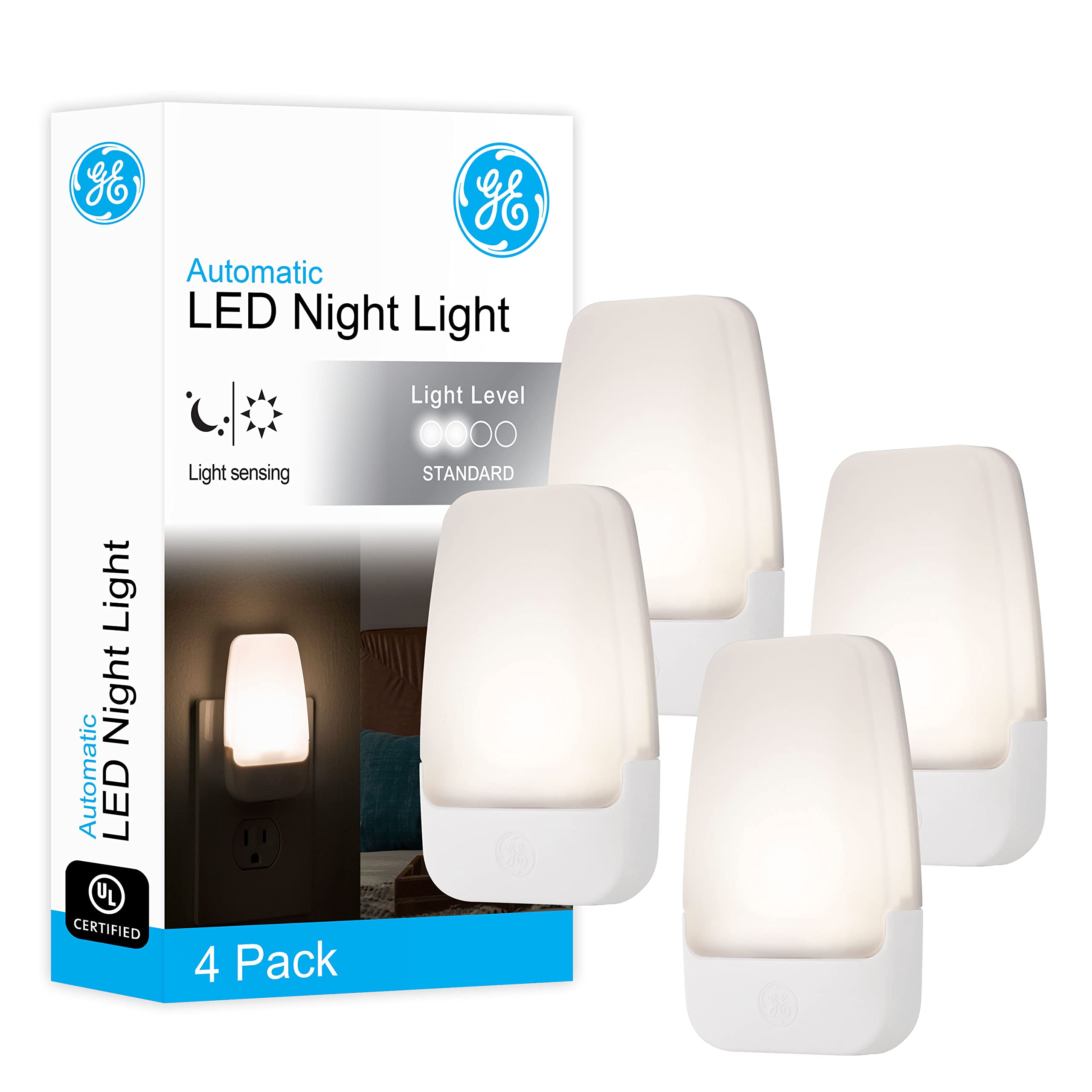 Ge Led Night Light, Plug-In, Dusk To Dawn Sensor, Warm White, Ambient Lighting, Ideal For Kids And Adults Bedroom, Bathroom, Nur