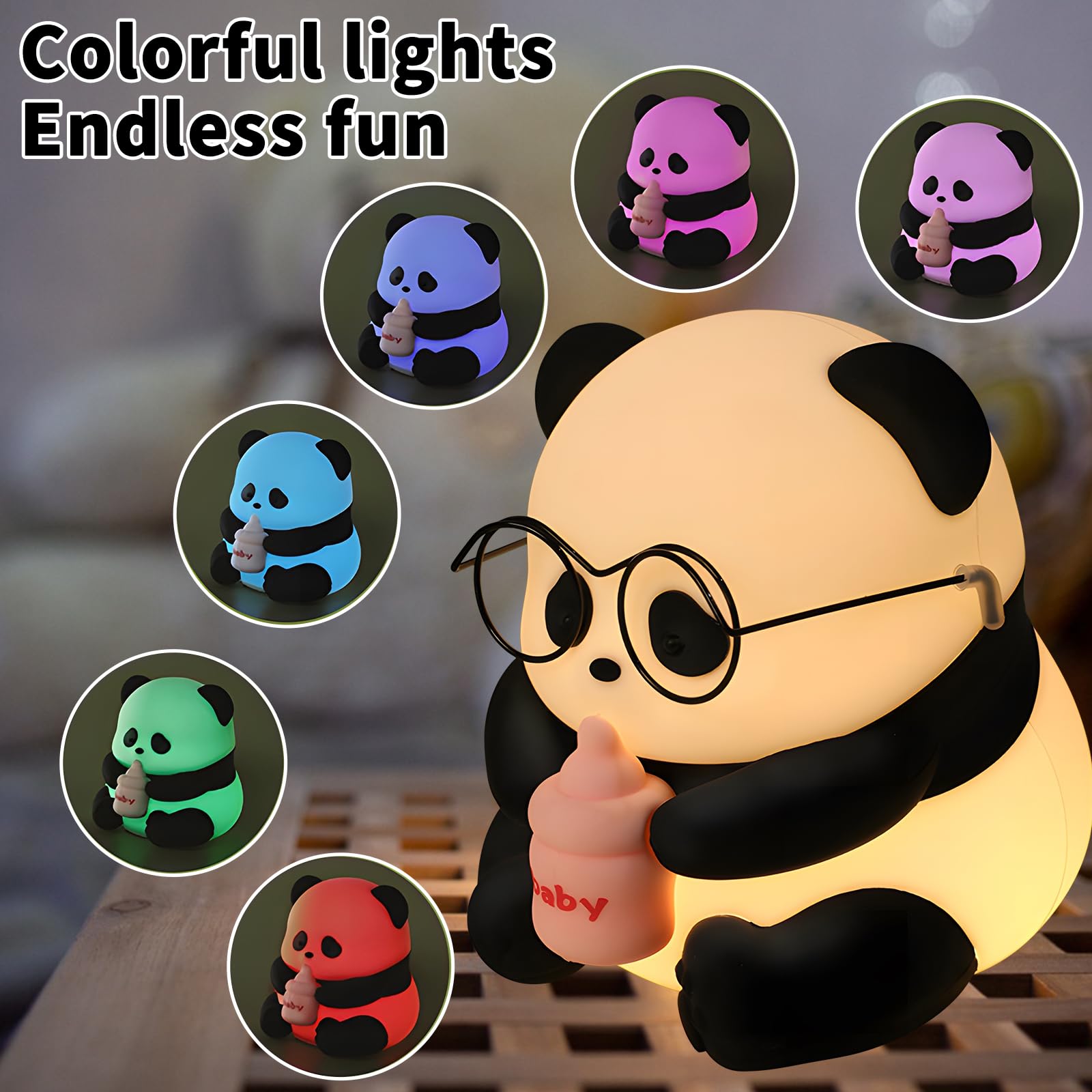 HPYDIY Cute Panda Night Light, LED Novelty Animal Night Lamp, 3 Level Dimmable Nursery Nightlight Gift for Breastfeeding Toddler
