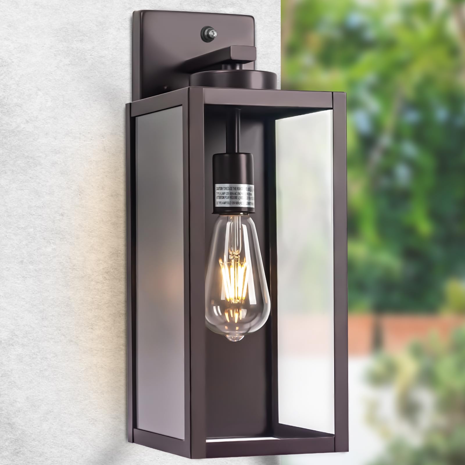 16-Inch Oil-Rubbed Bronze Dusk To Dawn Outdoor Wall Light Fixtures  Exterior Waterproof Wall Lanterns  Brown Porch Sconces Lighting  Modern Outside Lights For House Patio Front Door Entryway  2-Packs