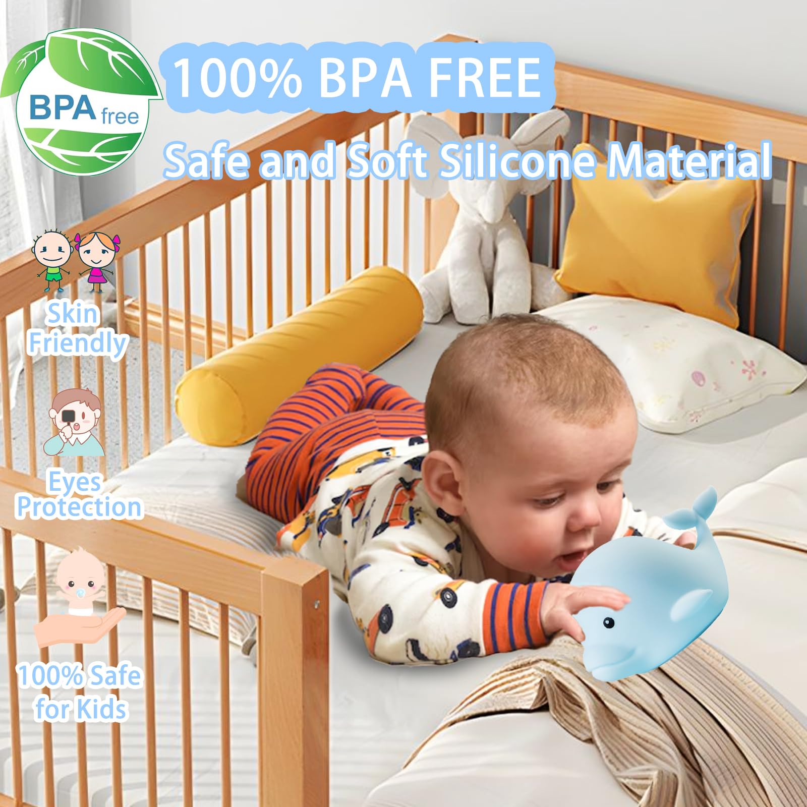 NCBNCB Dolphin Night Light for Kids Cute Night Light,16 Colors Silicone Dimmable Baby Night Lights for Nursery, Rechargeable Nig