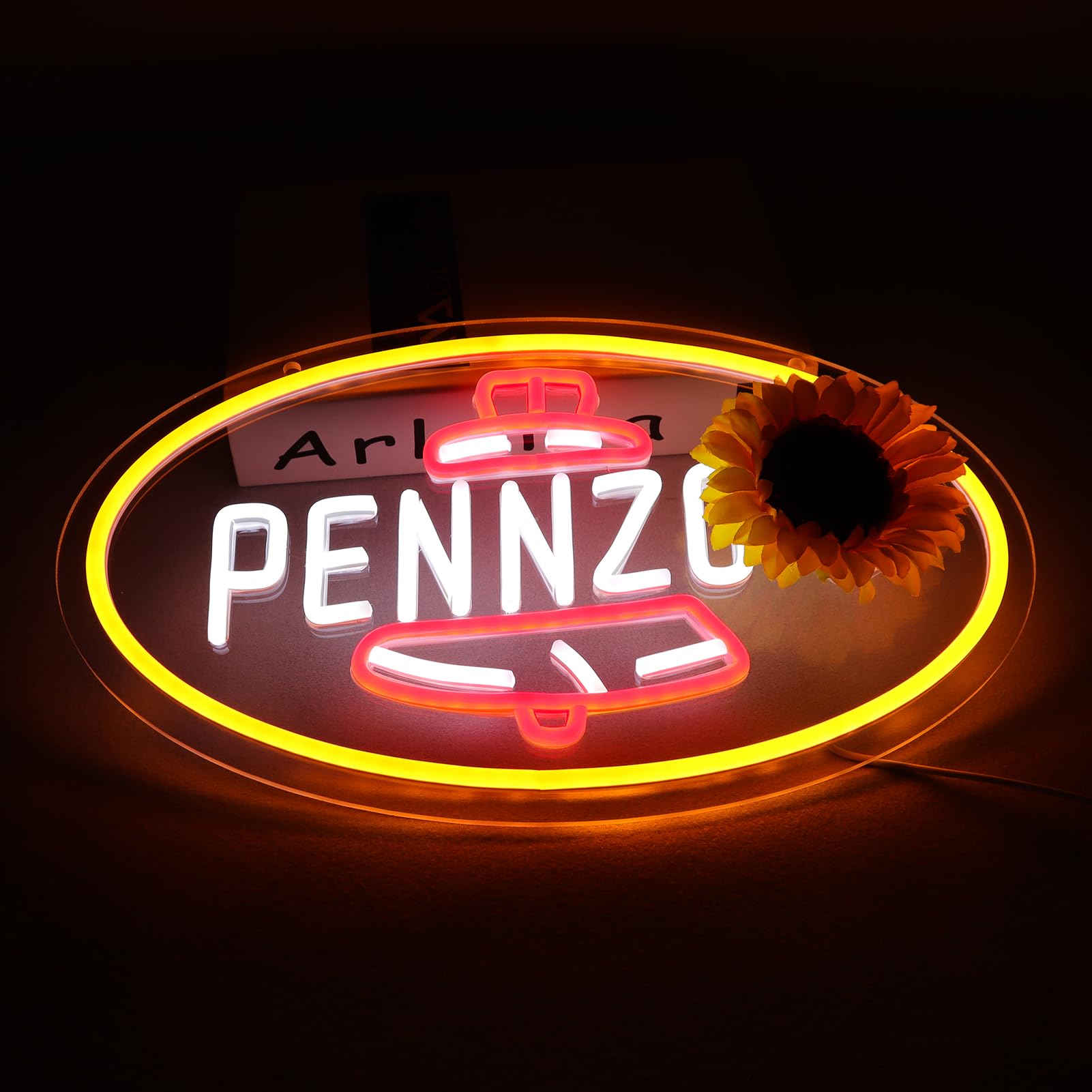 WonderfulLife Pennzoil Neon Sign for Garage Decor, LED Motor Oil Display, 16x9 inches, Easy Hanging, Yellow