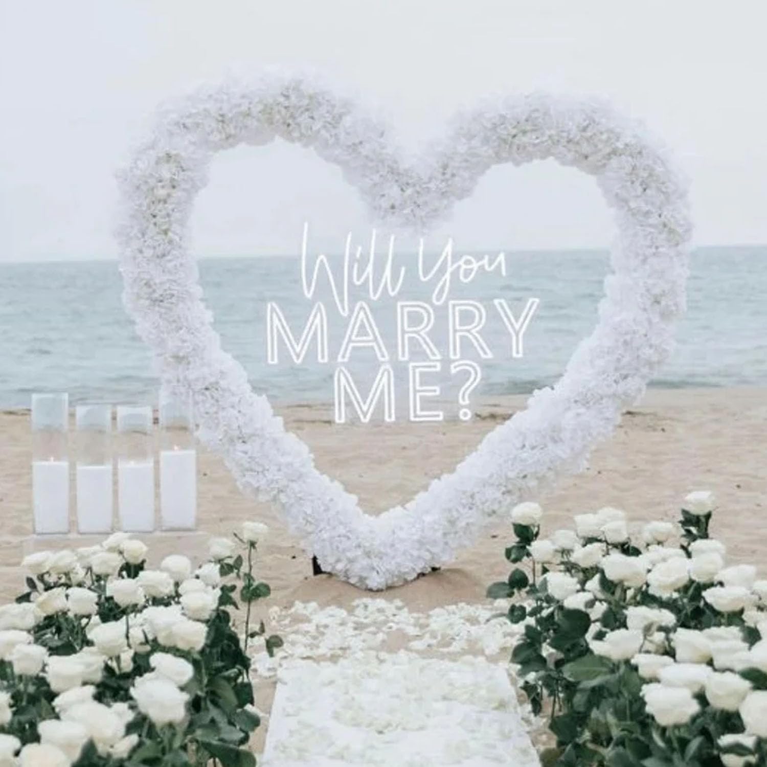 XIMAQIS Large Custom Neon Sign - "Will You Marry Me?" - 23x17.5in - Cool White Acrylic Wedding Decor