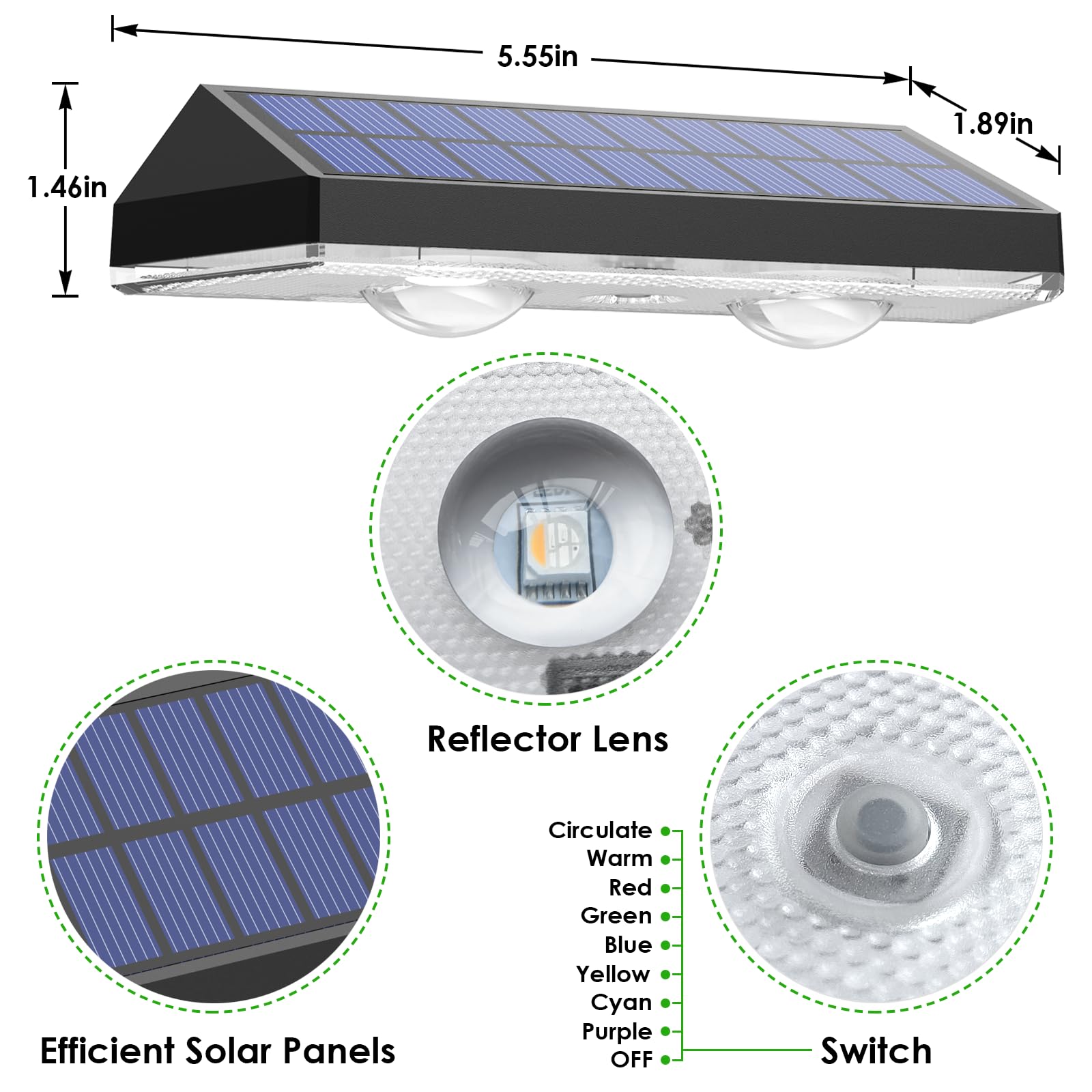 Solar Fence Lights Outdoor - Warm White & Rgb 6 Color, Dusk To Dawn Solar Deck Light, Solar Lights Outdoor Ip65 Waterproof, Solar Garden Lights For Outside/Backyard/Railing/Step/Patio/Wall (8 Pack)