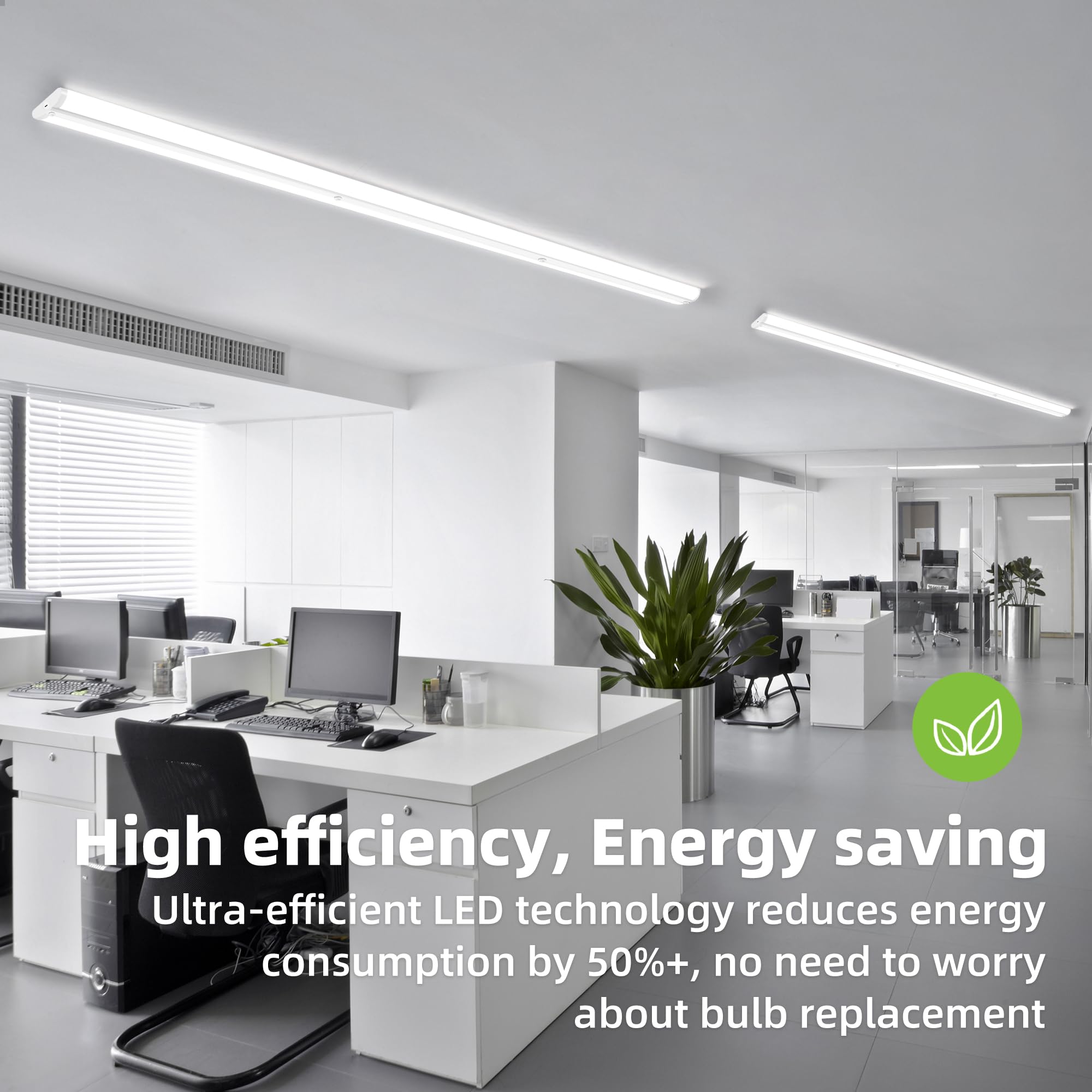 hykolity 110W LED Shop Lights Ultra Slim Wraparound 8FT Flush Mount 12600lm 5000K White 2 Pack WRC-1082