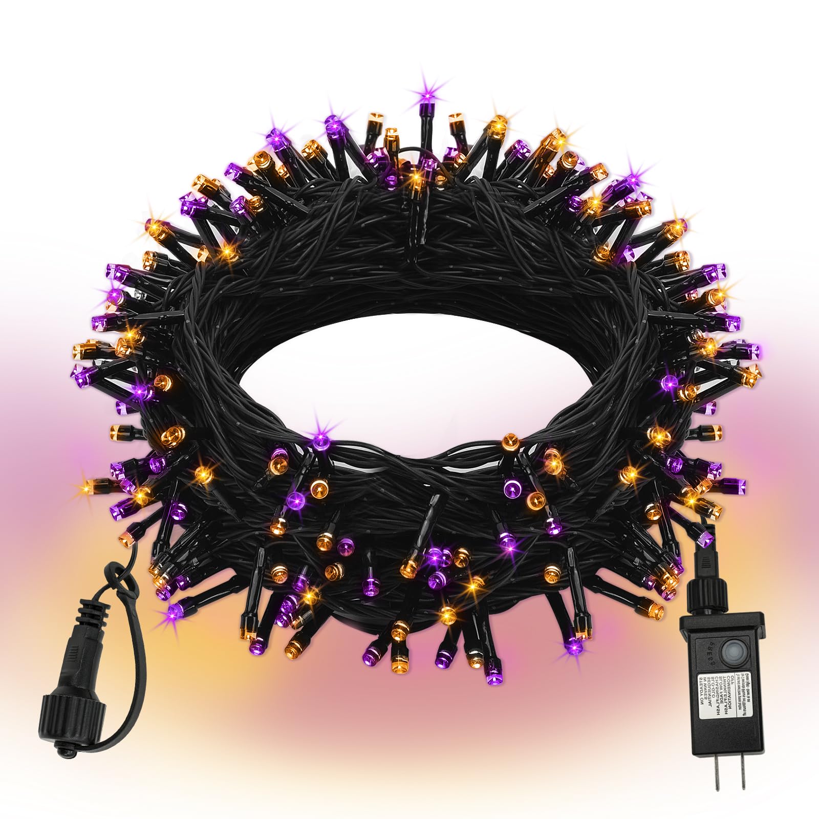 FairyGlim Halloween String Lights Plug in,33FT 100 LED String Lights with 8 Modes & Timer, Halloween Decorations for Party Carni