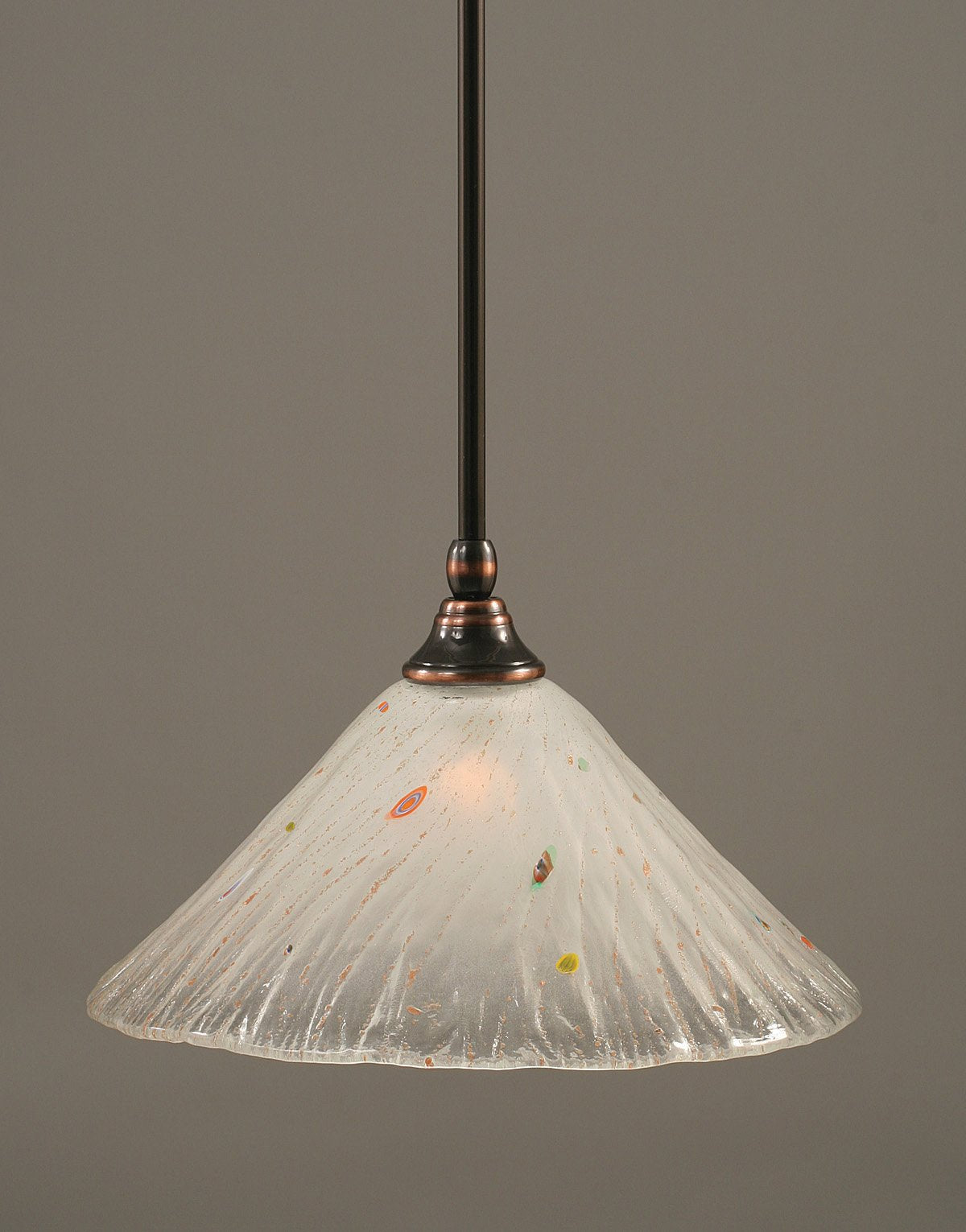 Toltec Lighting 23-Bc-701 Stem Mini-Pendant Light Black Copper Finish With Frosted Crystal Glass, 12-Inch