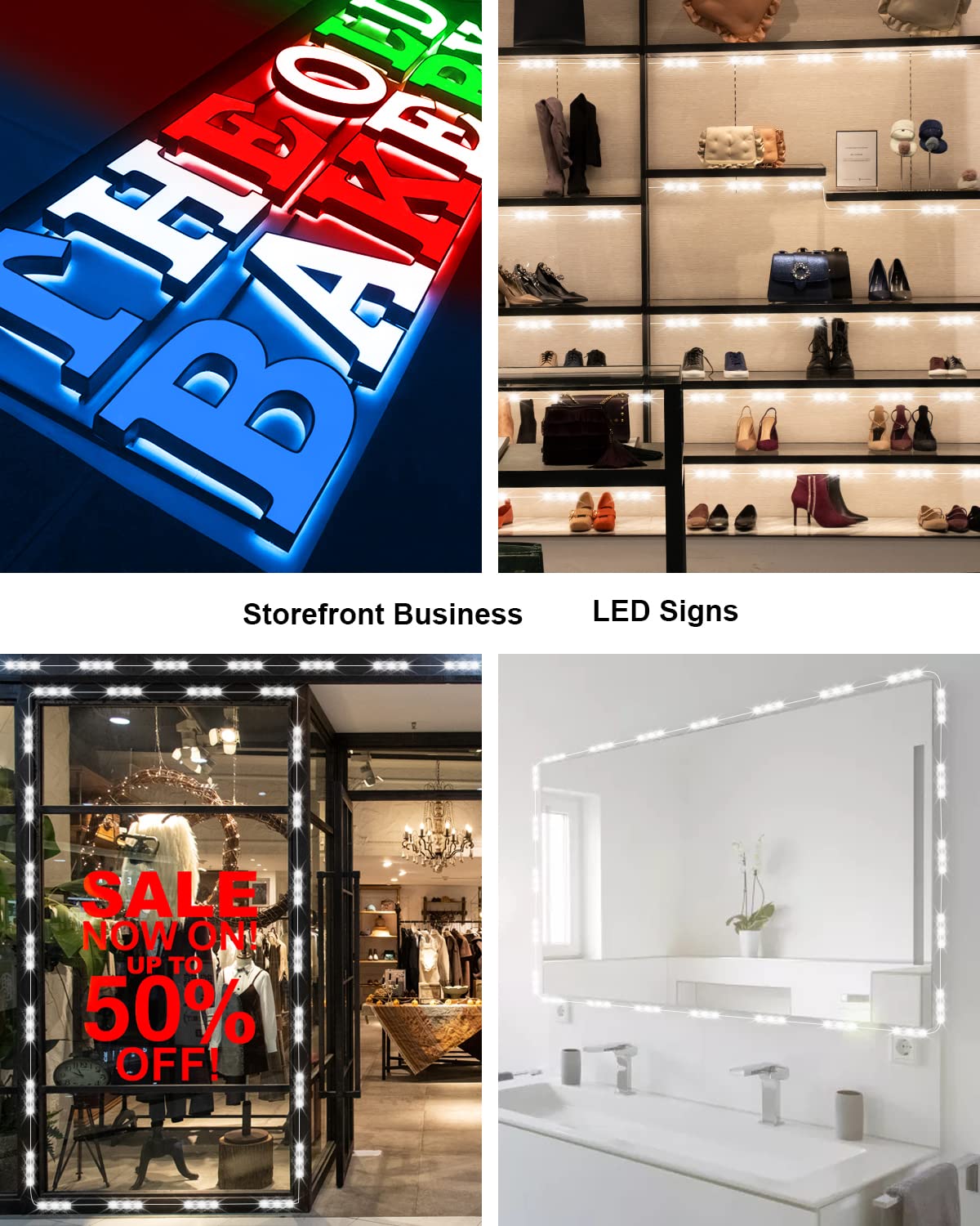 Pomelotree Led Storefront Window Lights For Business - 4 Set Waterproof Decorative Light