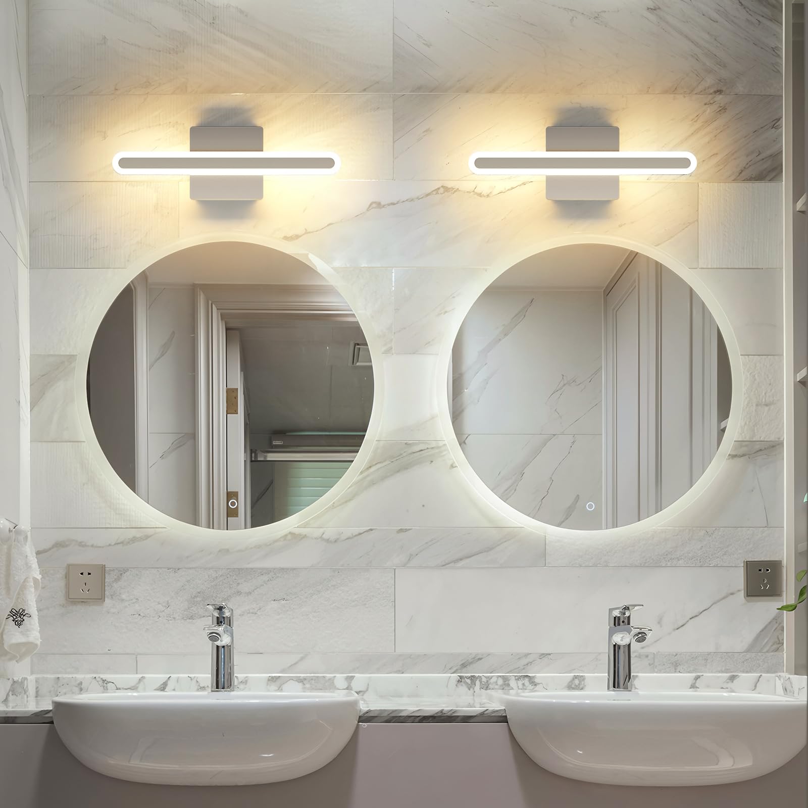 Joosenhouse 15.7 Inch Brushed Nickel Vanity Light For Bathroom - 5Cct Dimmable Led Light Bar  16W Hardwired Mirror Light  Adjustable Brightness  Modern Bathroom Lighting