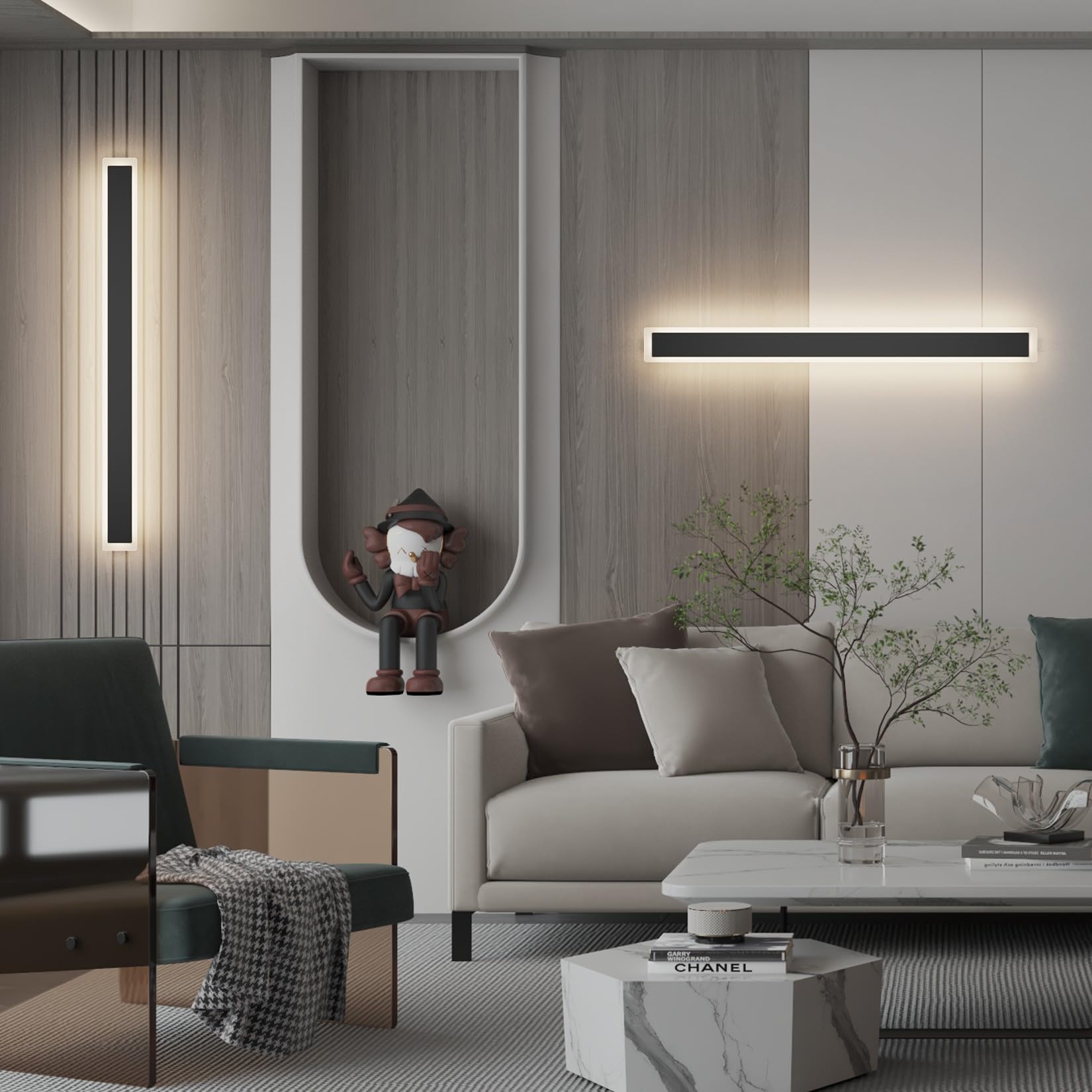 Coinmit 2 Pack 39.4Inch Long Outdoor Lights 4000K Dimmable Exterior Wall Mount Lighting Linear Outdoor Light Ip65 Waterproof For
