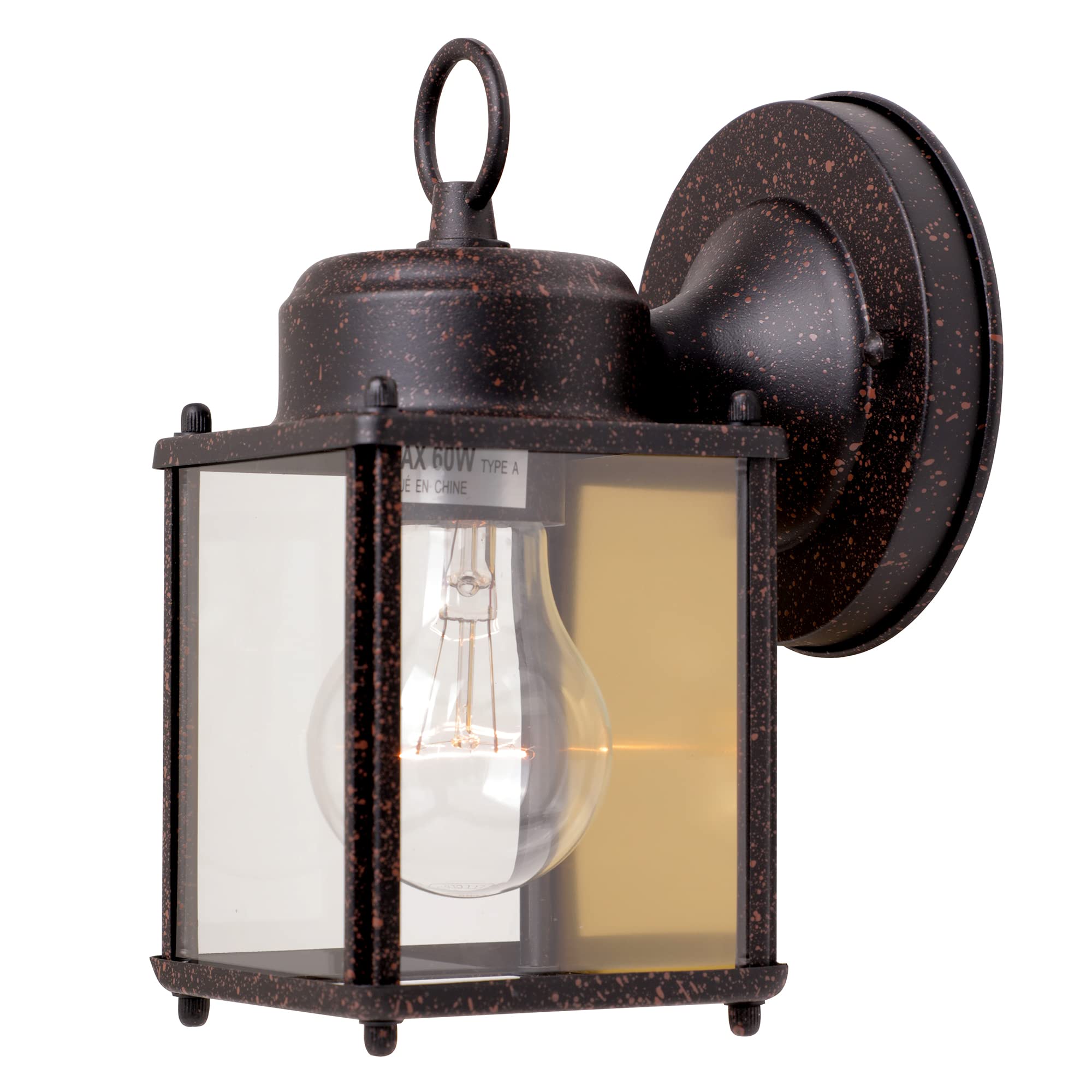 DESIGNERS FOUNTAIN Porch Outdoor Wall Lantern Sconce, 8in H, Rust Patina, Brass, Model 1161-RP