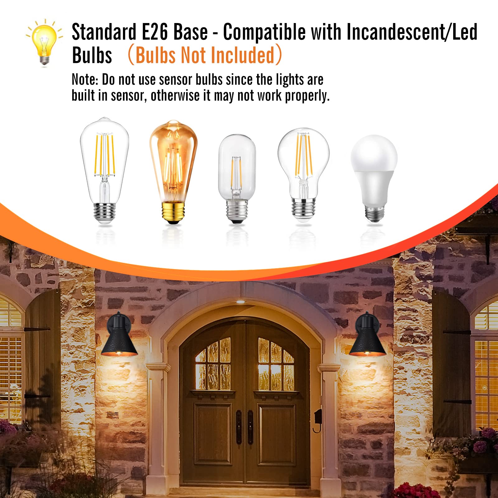 Ejiaxin 2 Pack Dusk To Dawn Outdoor Wall Sconces, Vintage Black Barn Light, Waterproof Fixture