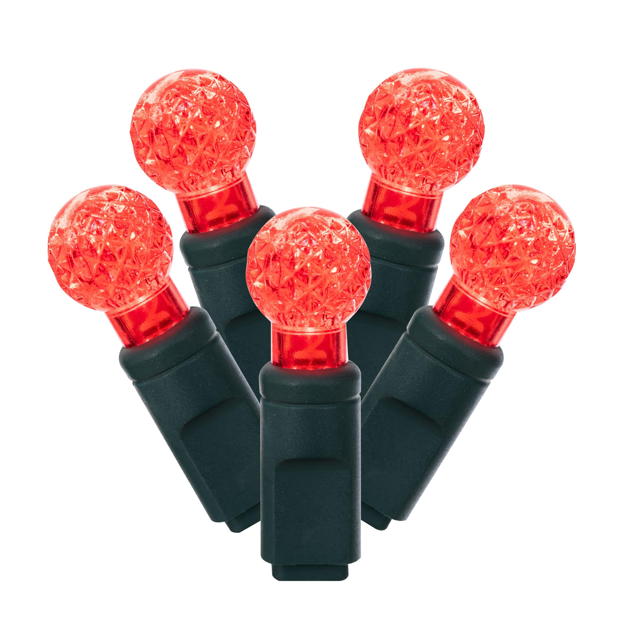 Vickerman LED Light Set, 100 Lights, G12 Red on Green Wire, Plastic Material