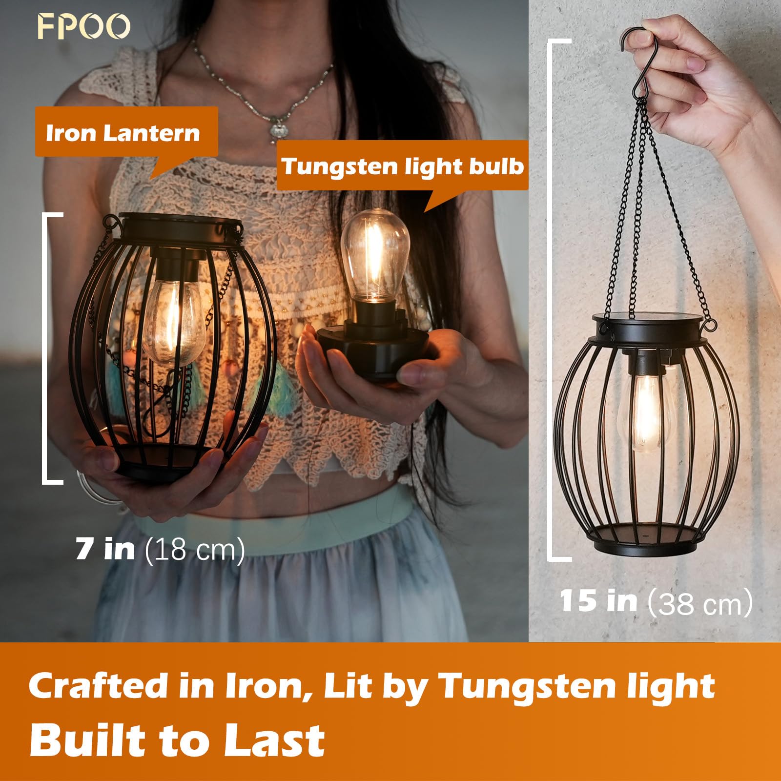 Hanging Solar Lanterns Outdoor Waterproof, Solar Powered Ultra-Bright Lights Solar Lantern For Patio Garden Porch Yard Pathway (