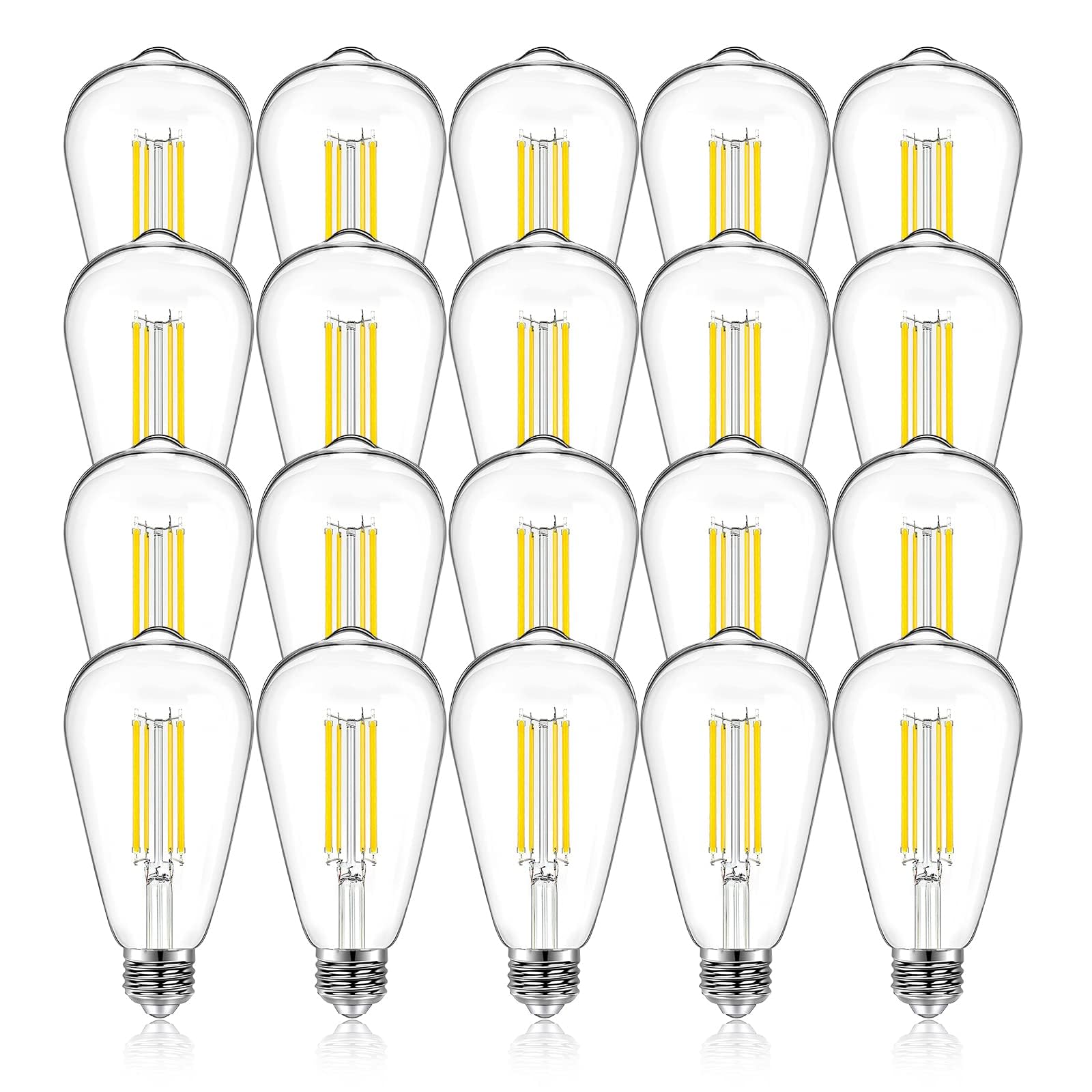 Daybetter 20 Pack St58 Led Edison Bulbs, 8W Vintage Light Bulbs, Equivalent 60 Watt, 800Lm, Cri85+, 5000K Warm White, Dimmable E