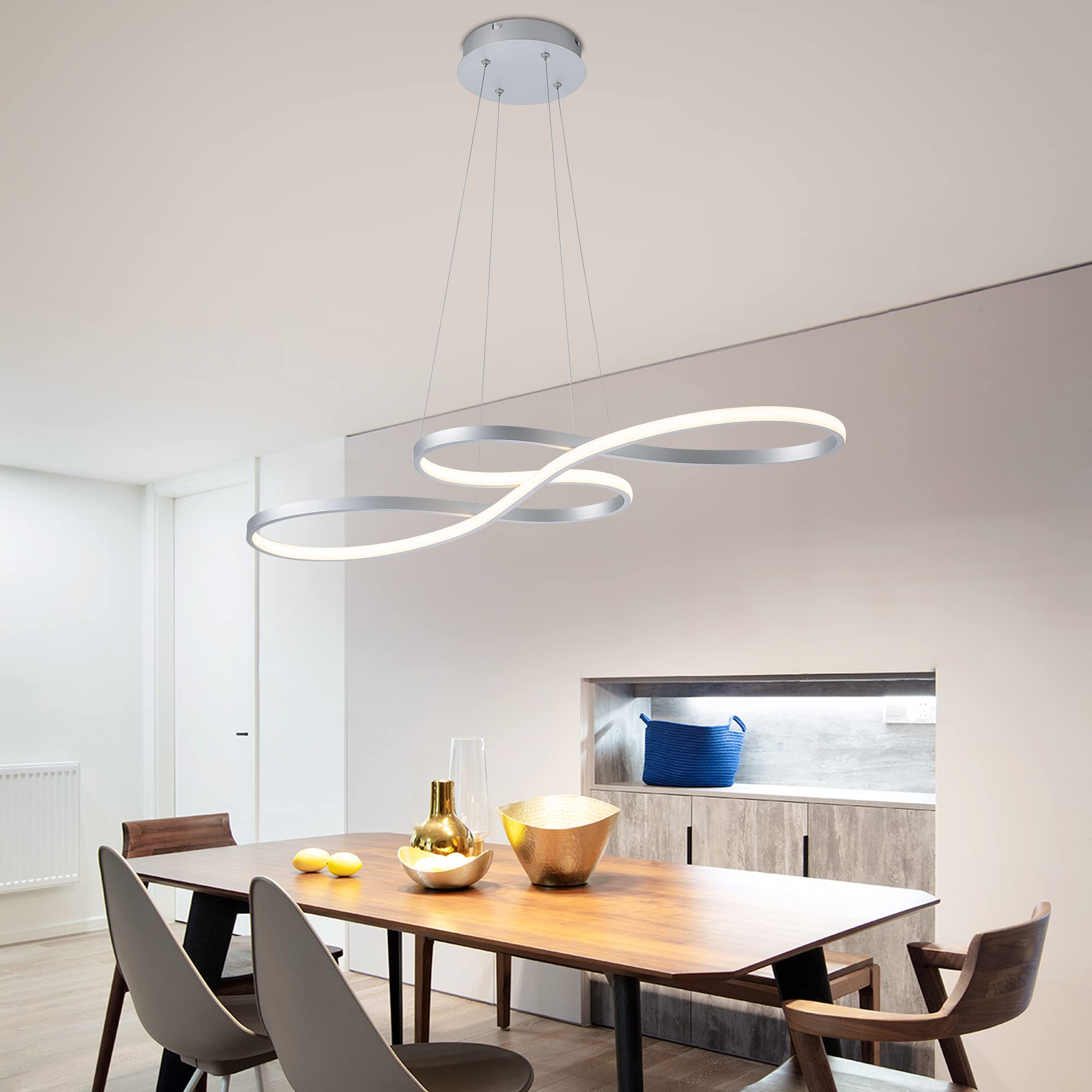 SUNMOO Modern LED Chandelier Dining Room Pendant Light Dimmable Creative Chandelier Remote Control Color/Brightness 3000-6000K A