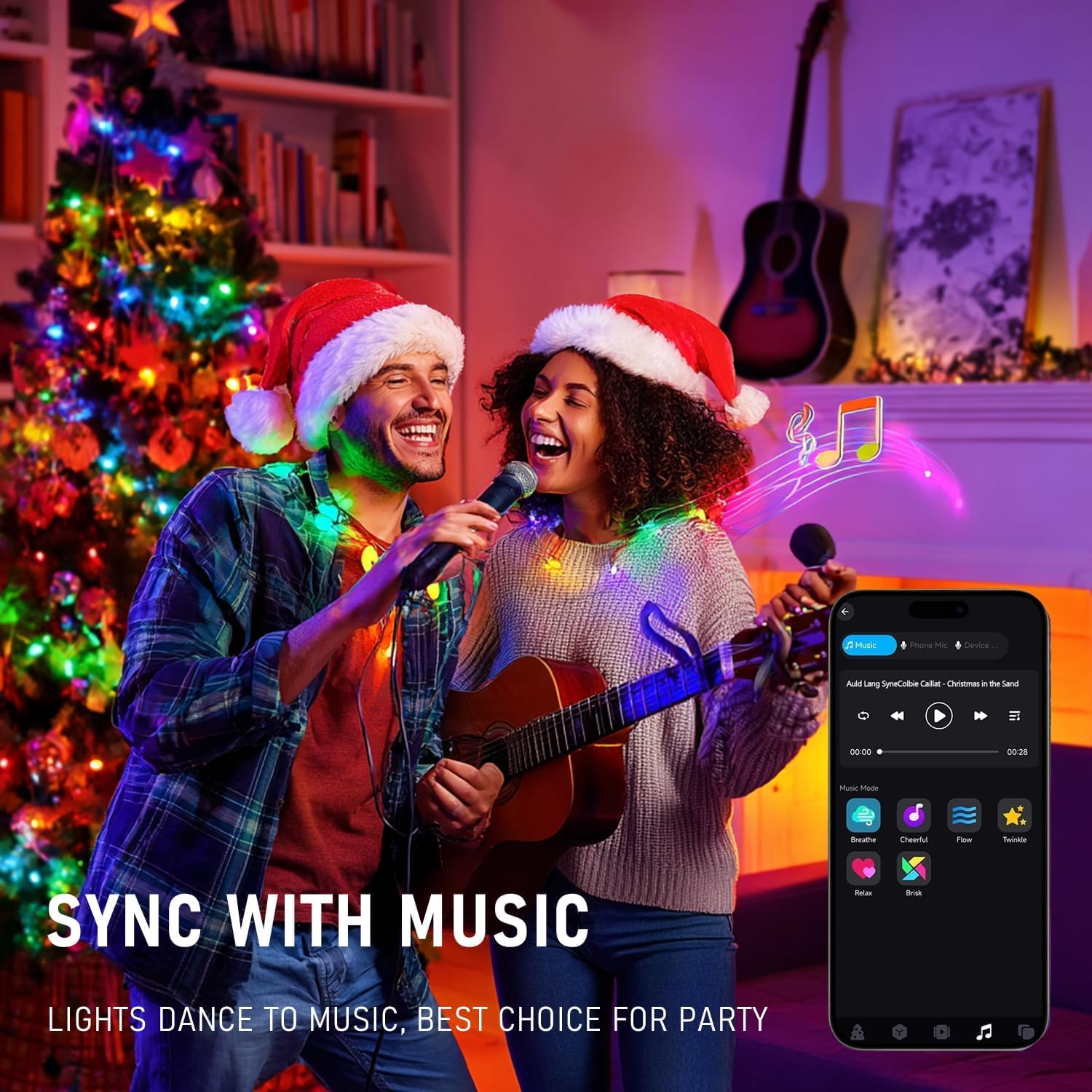 TW SHINE Smart Christmas Lights - 100 LED 33FT Color Changing RGB String Lights with Remote & APP, Waterproof for Indoor/Outdoor Use