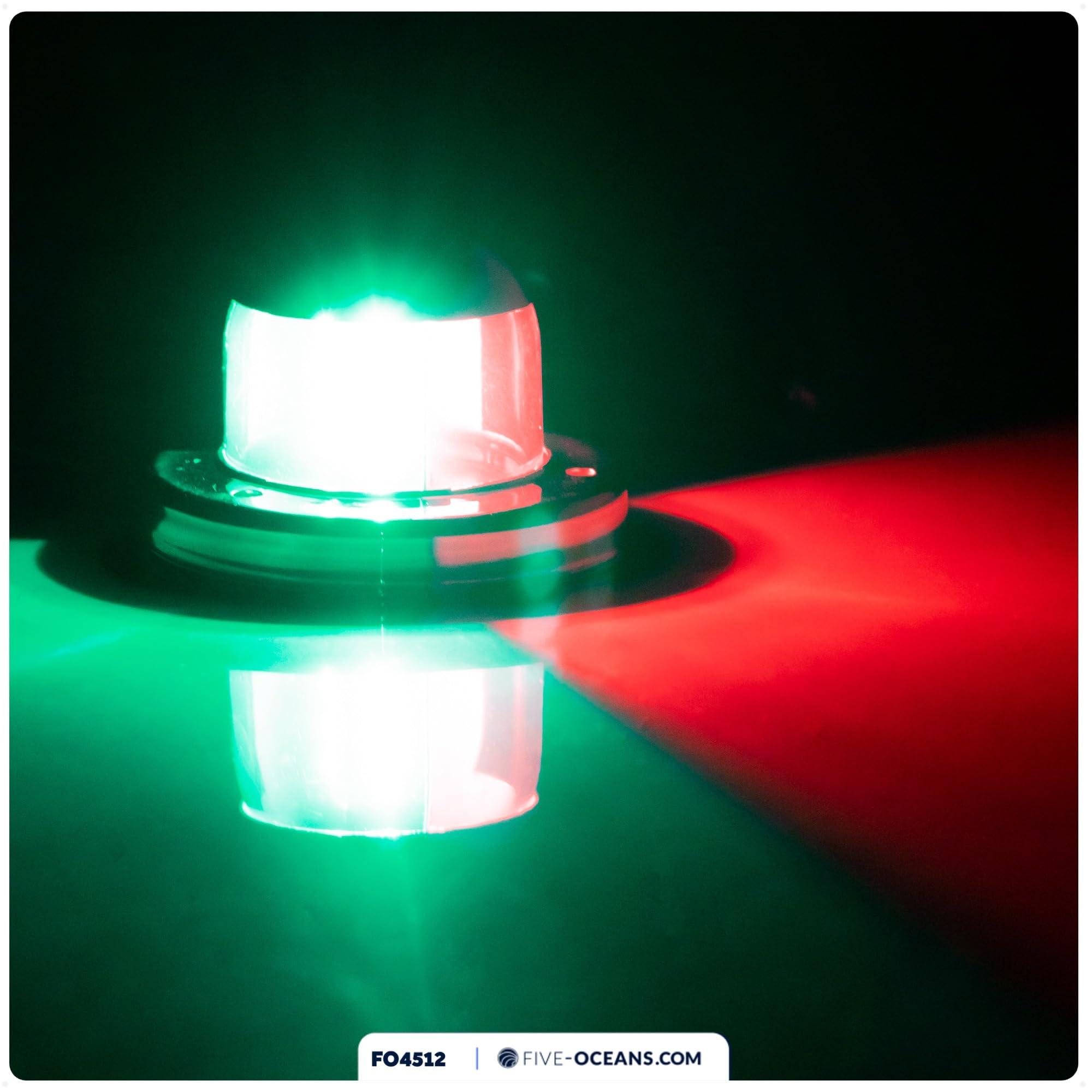 Five Oceans LED Bow Bi-Color Boat Navigation Light, 12V, Stainless Steel, USCG Certified, for Pontoon and Fishing Boats