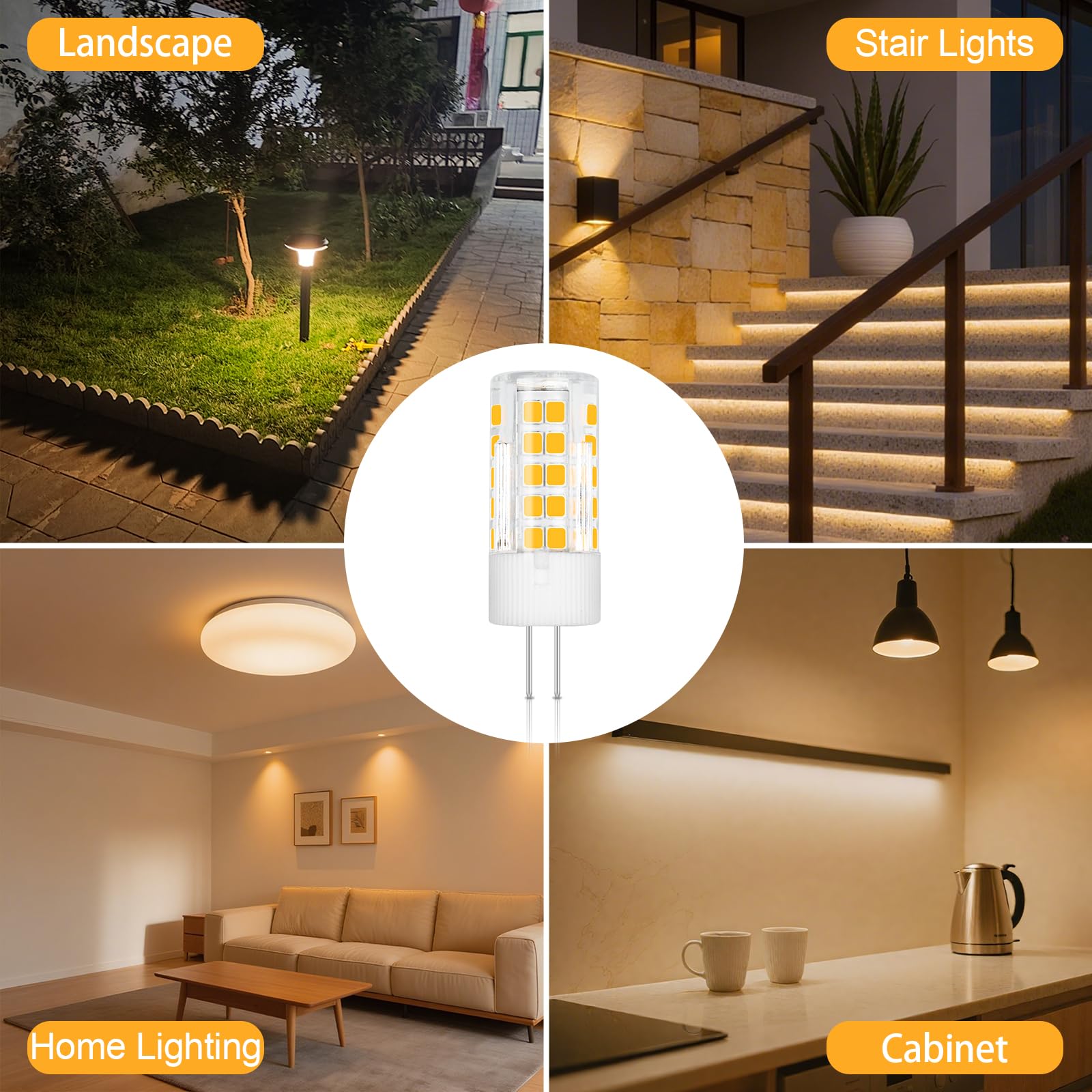 Trijzhou 5 Pack G4 12V Led Light Bulbs  4W (40W 30W Halogen Equivalent) Warm White 3000K Ac Dc 400 Lm  G4 Jc T3 Bi-Pin Base Bulb For Home And Landscape Lighting