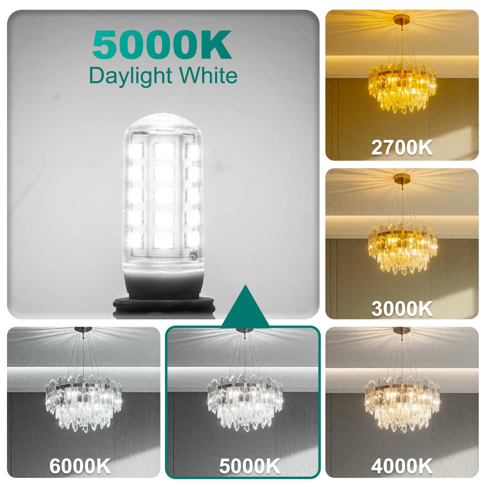 Dicuno G9 Led Bulb  5000K Daylight White  G9 Led Light Bulbs 4W  Equivalent To 40W Halogen Replacement  Non-Dimmable  400 Lm  T4 Bi-Pin Base Replacement For Chandelier Light  Home Lighting  6 Pack