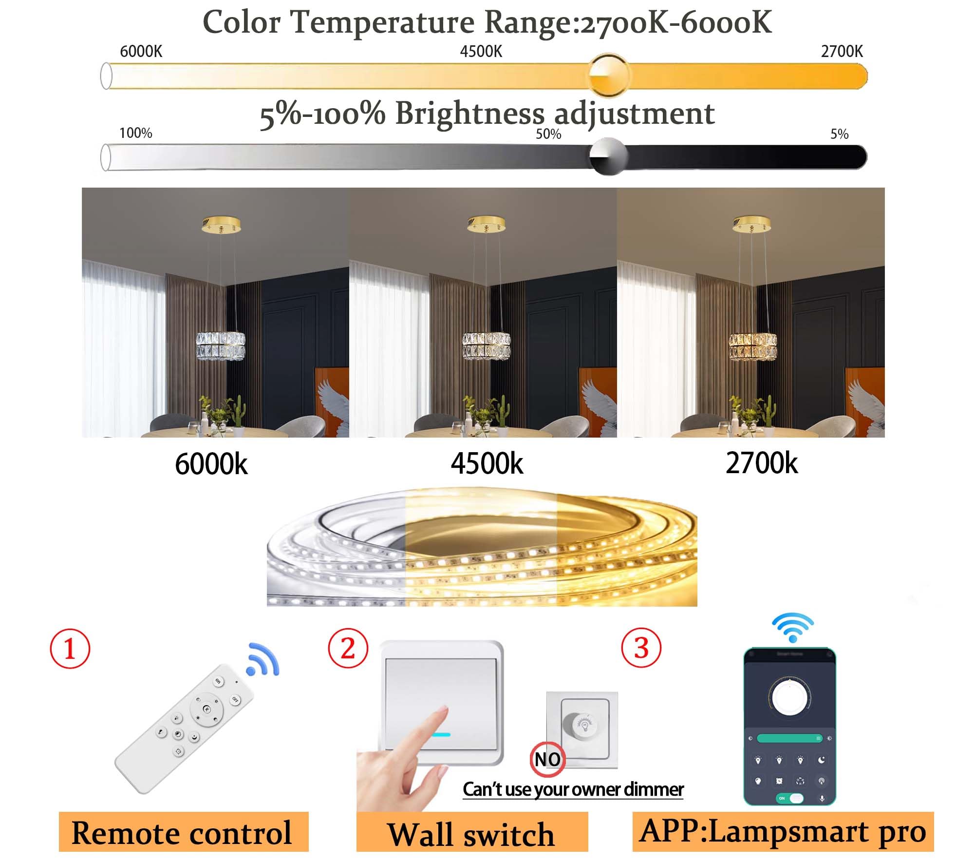 Idequy Led 11.8'' Gold Ring Crystal Chandelier, Modern Dimmable Chandeliers Lighting And Hanging Adjustable, Led Round Ceiling L
