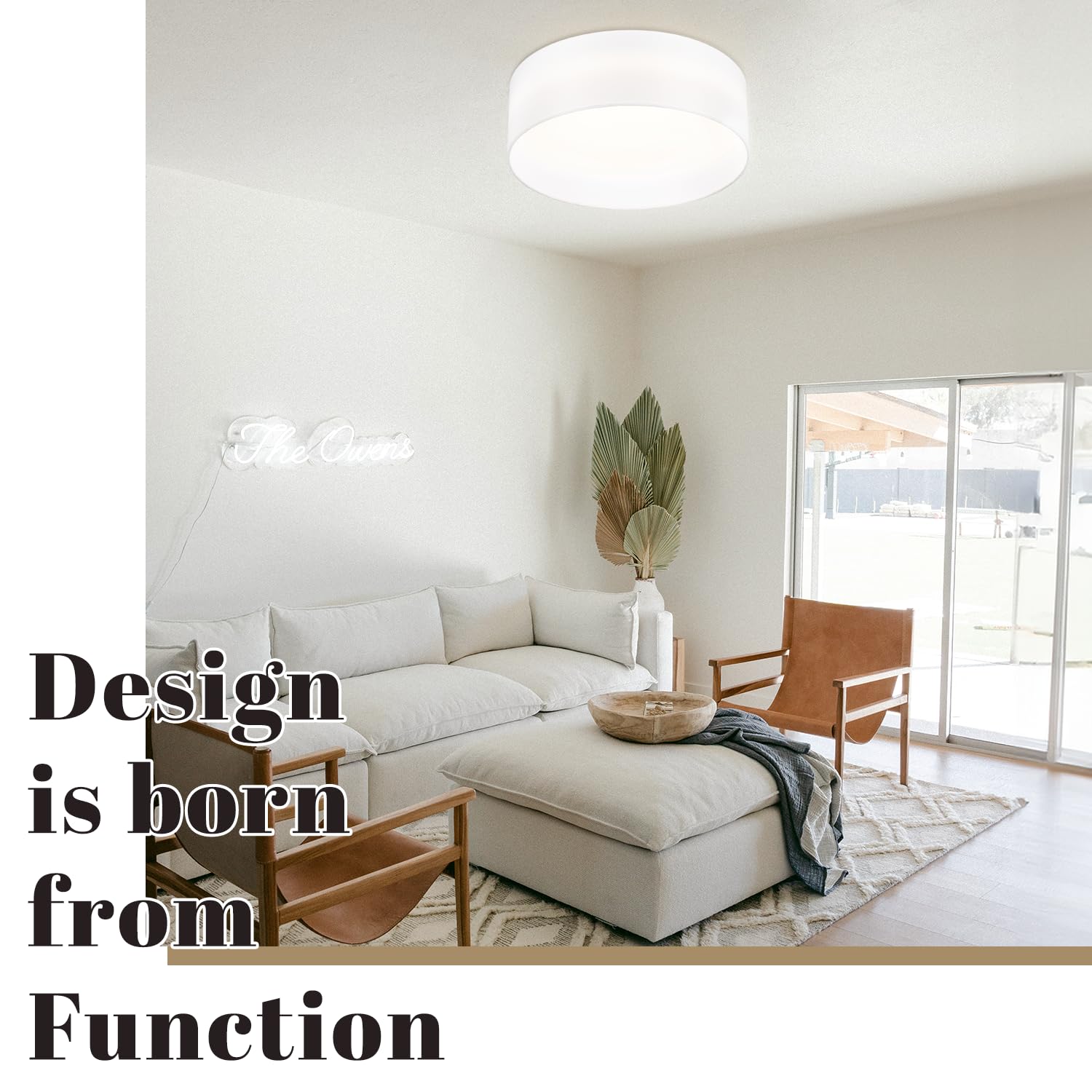 Hamilyeah Flush Mount Ceiling Light With White Fabric Shade, 24W Led Ceiling Light Fixture 12 Inch, Modern Bedroom Light Fixture