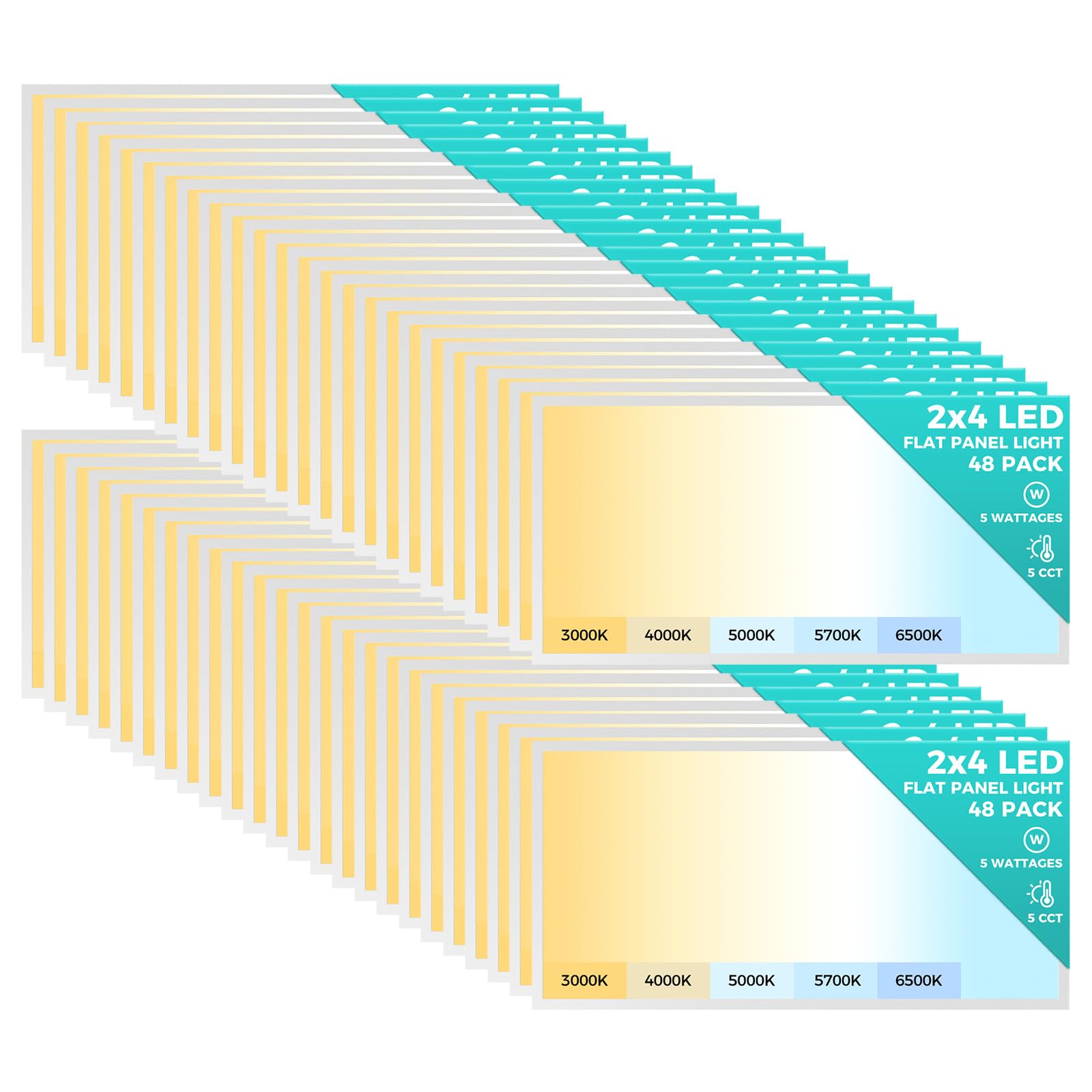 Aphyni 48 Pack 2X4 Led Flat Panel Light, Bright 9100Lm Flush Mount Ceiling Light Fixtures,Dimmable,120-277V,Selectable Features,